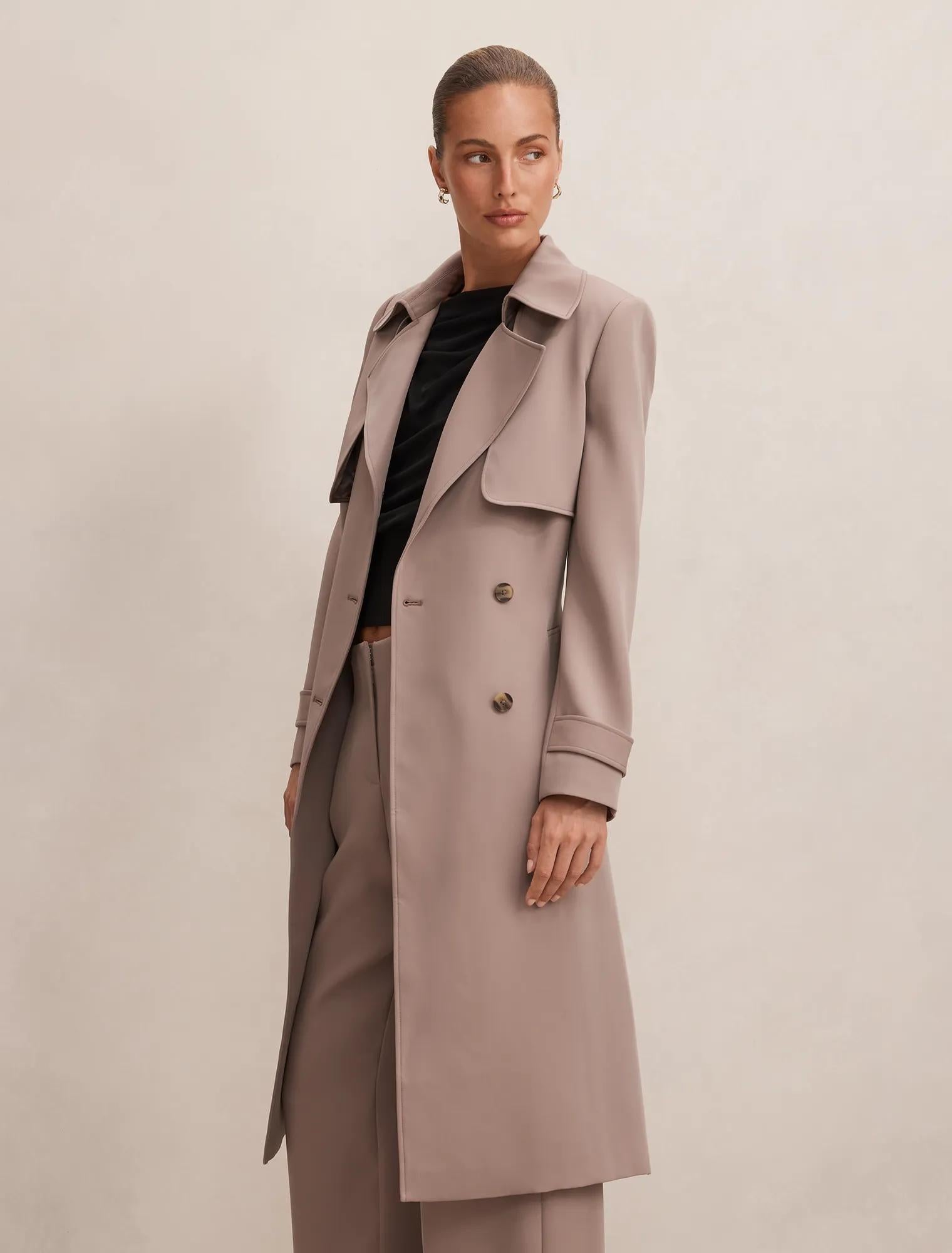 Delilah Soft Trench Coat Soft Mocha Set