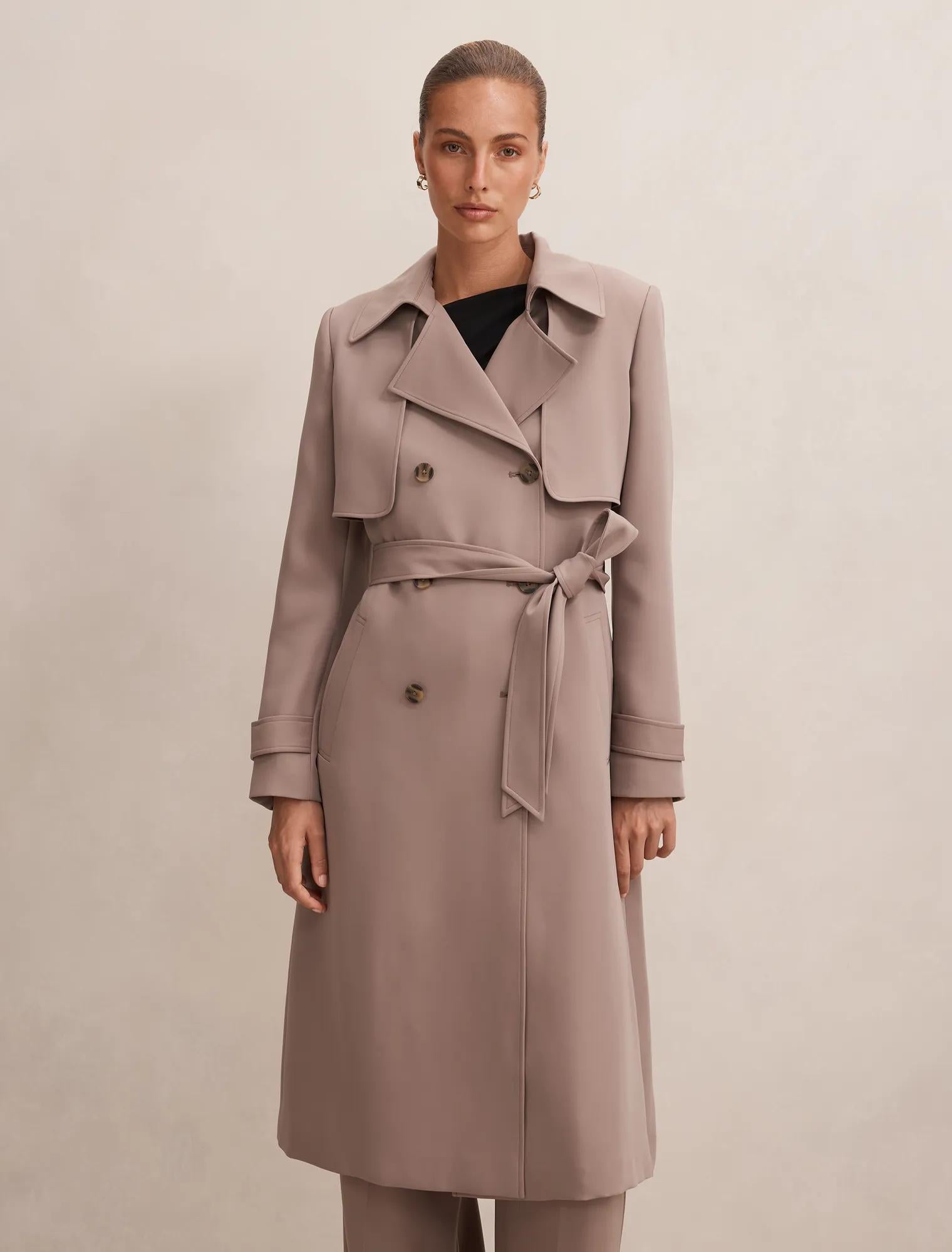 Delilah Soft Trench Coat Soft Mocha Set