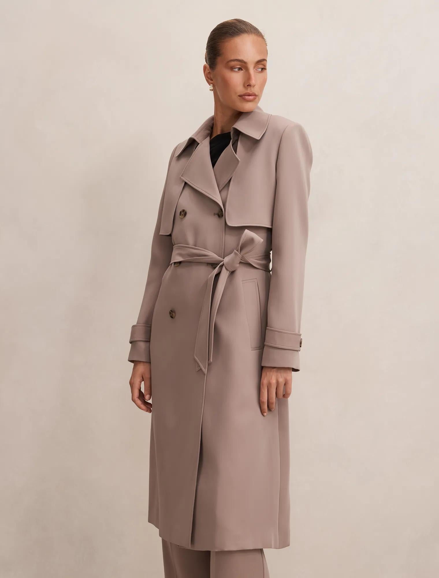 Delilah Soft Trench Coat Soft Mocha Set