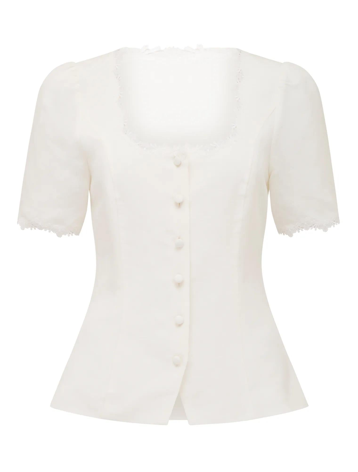 Thea Tailored Top Porcelain_mannequin