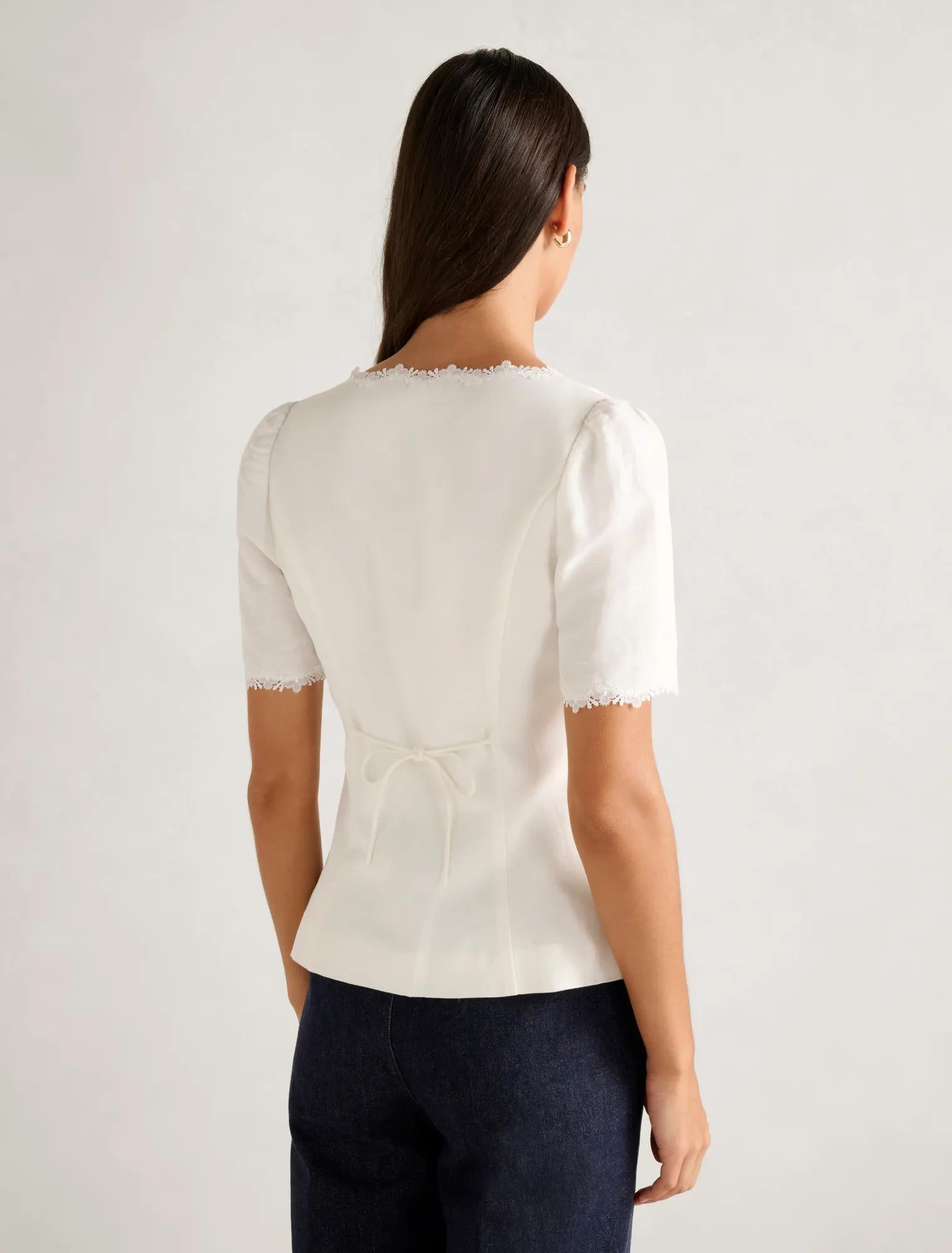 Thea Tailored Top Porcelain