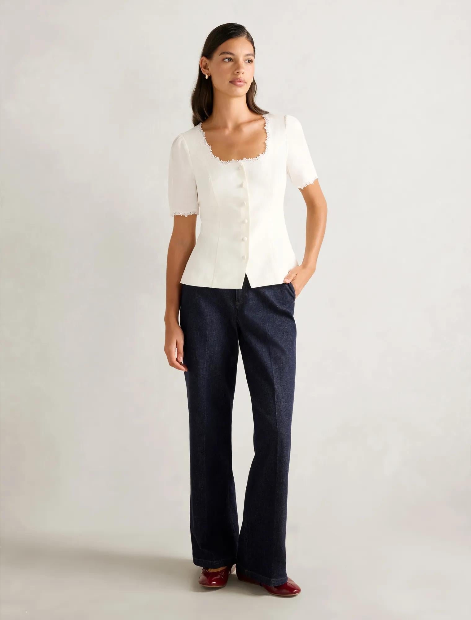 Thea Tailored Top Porcelain