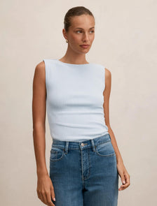 Frankie Boat Neck Tank Top Cloud Blue