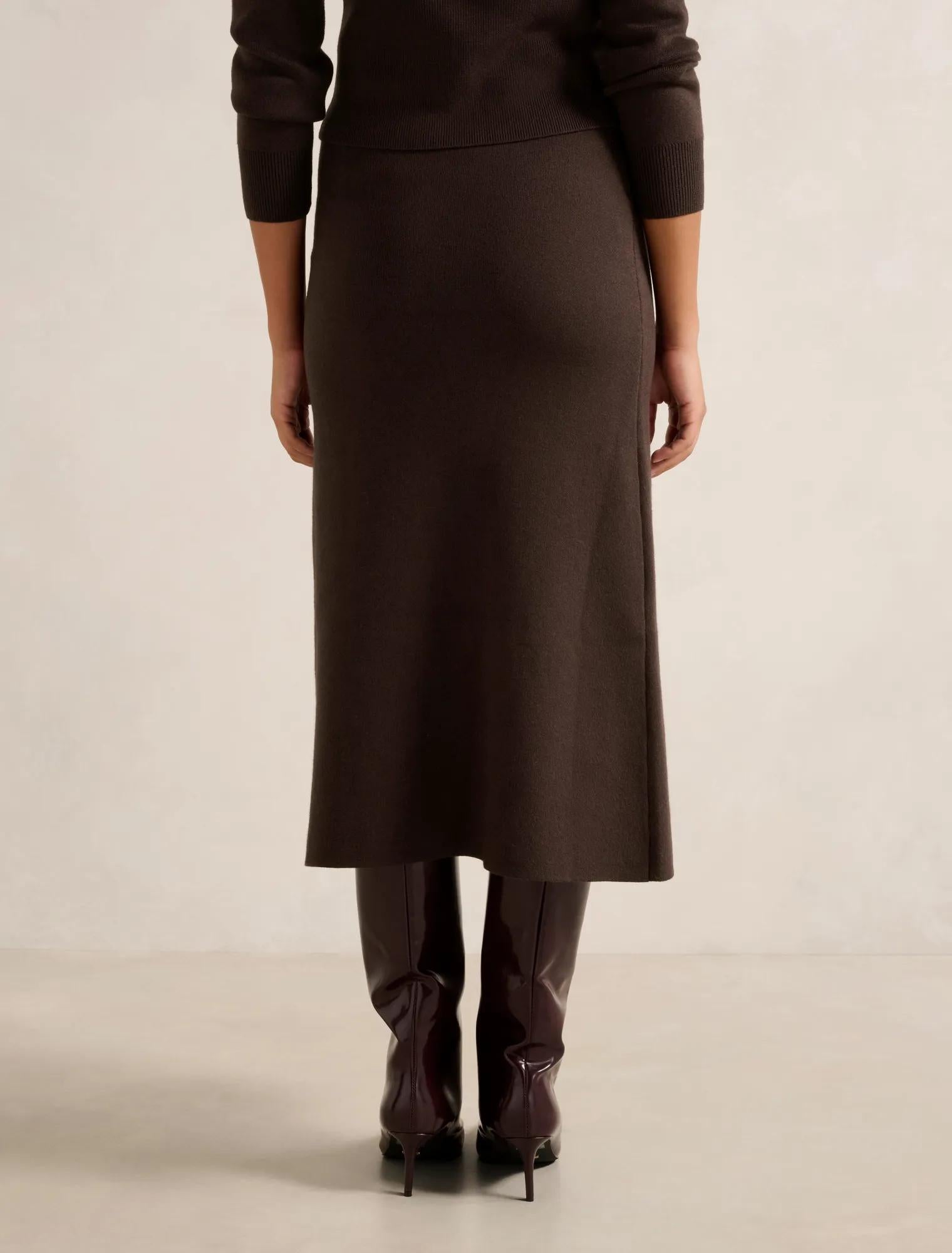 Ally Knitted Midi Skirt Chocolate