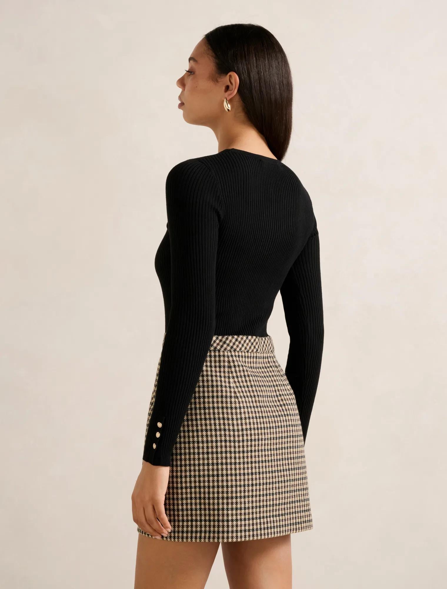 Aisha 2-in-1 Knit Mini Dress Black