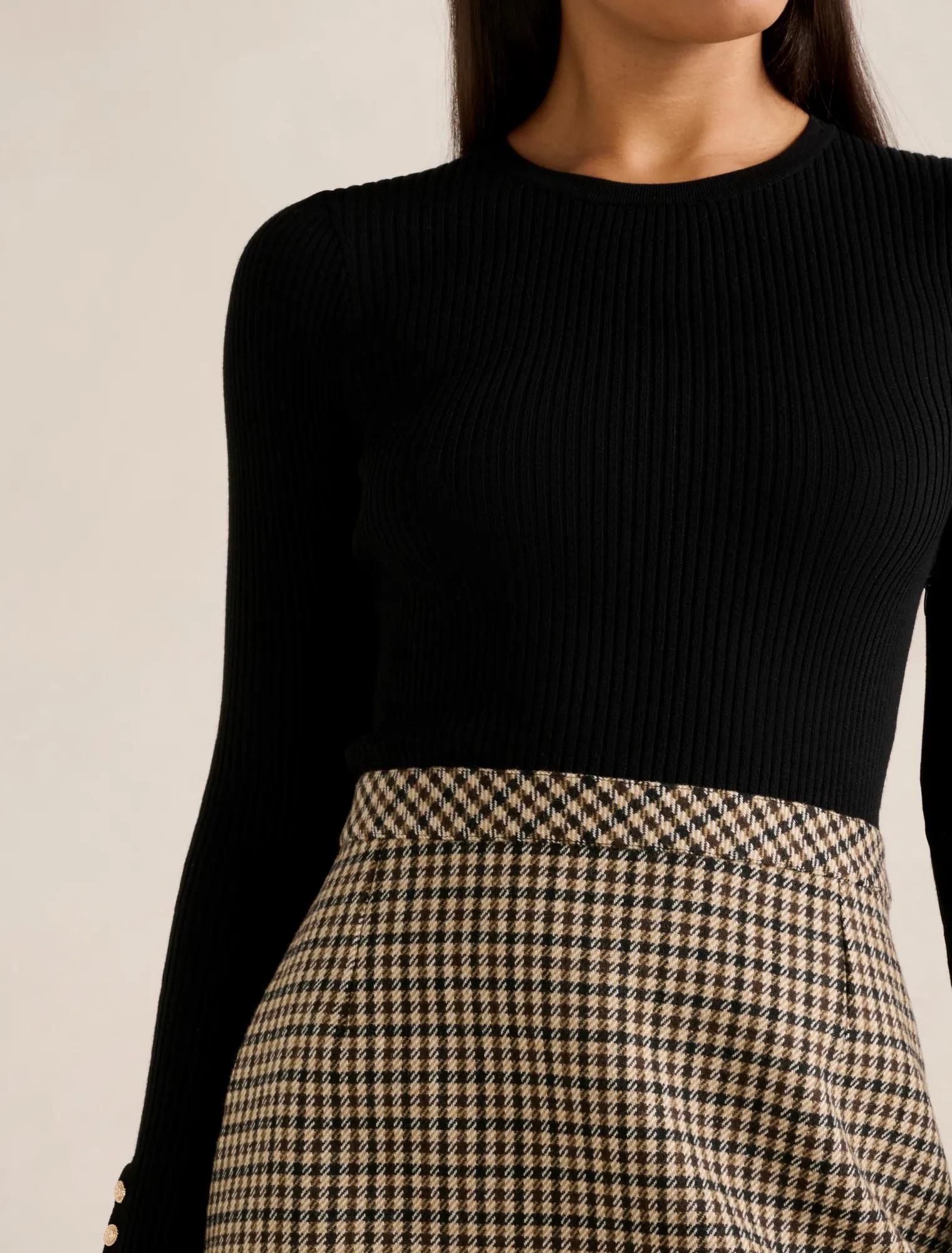 Aisha 2-in-1 Knit Mini Dress Black