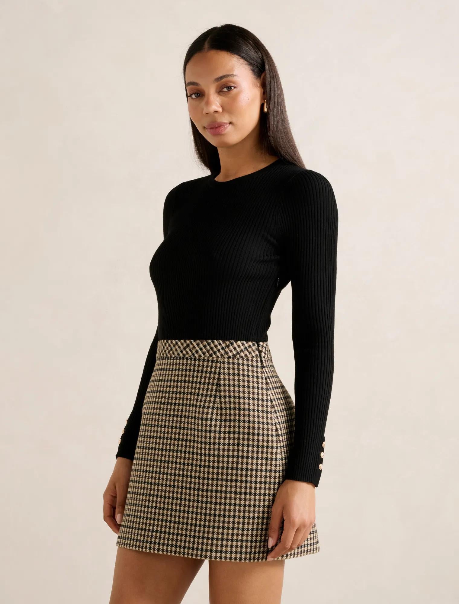 Aisha 2-in-1 Knit Mini Dress Black