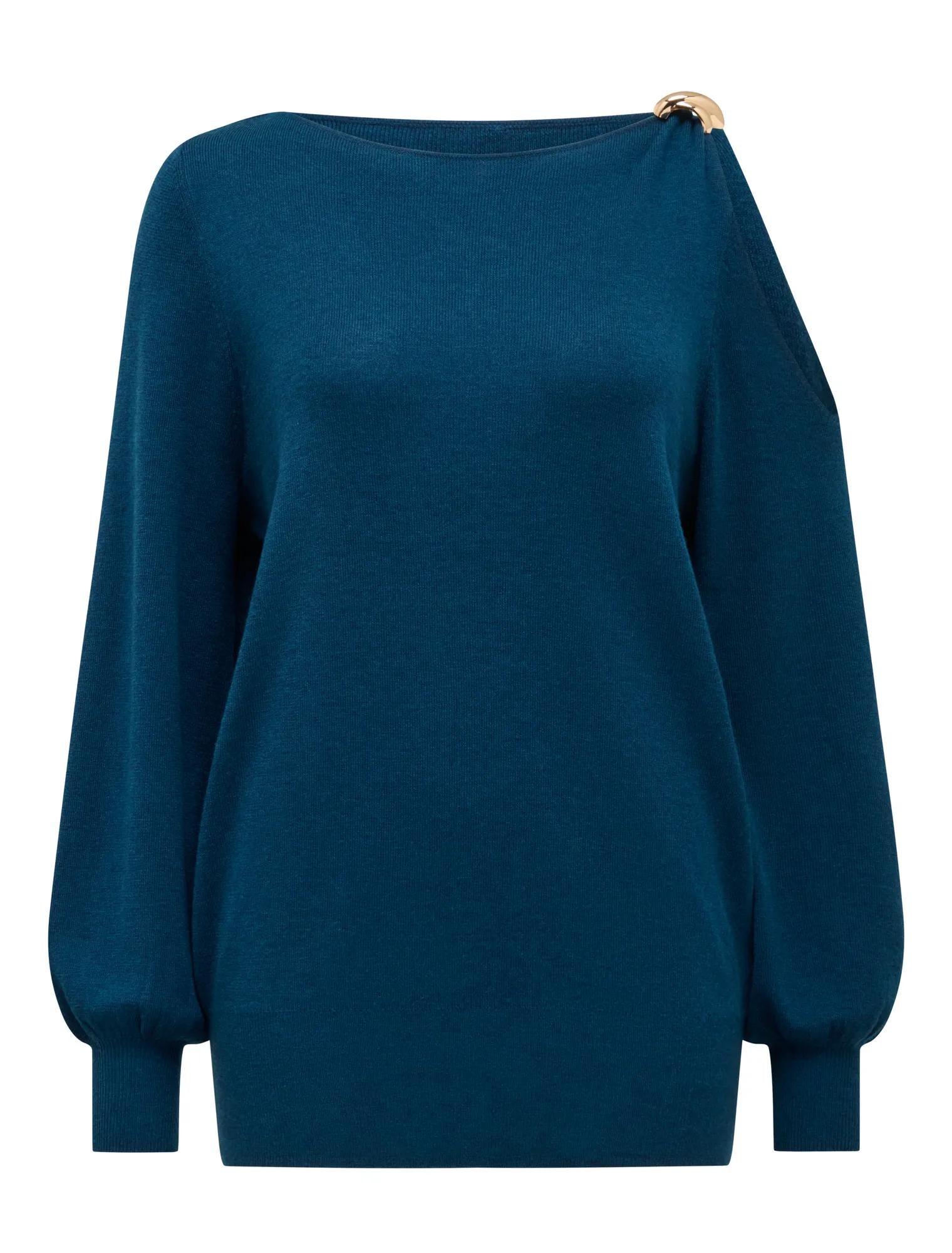 Alessia Cold Shoulder Sweater Petrol Blue_mannequin