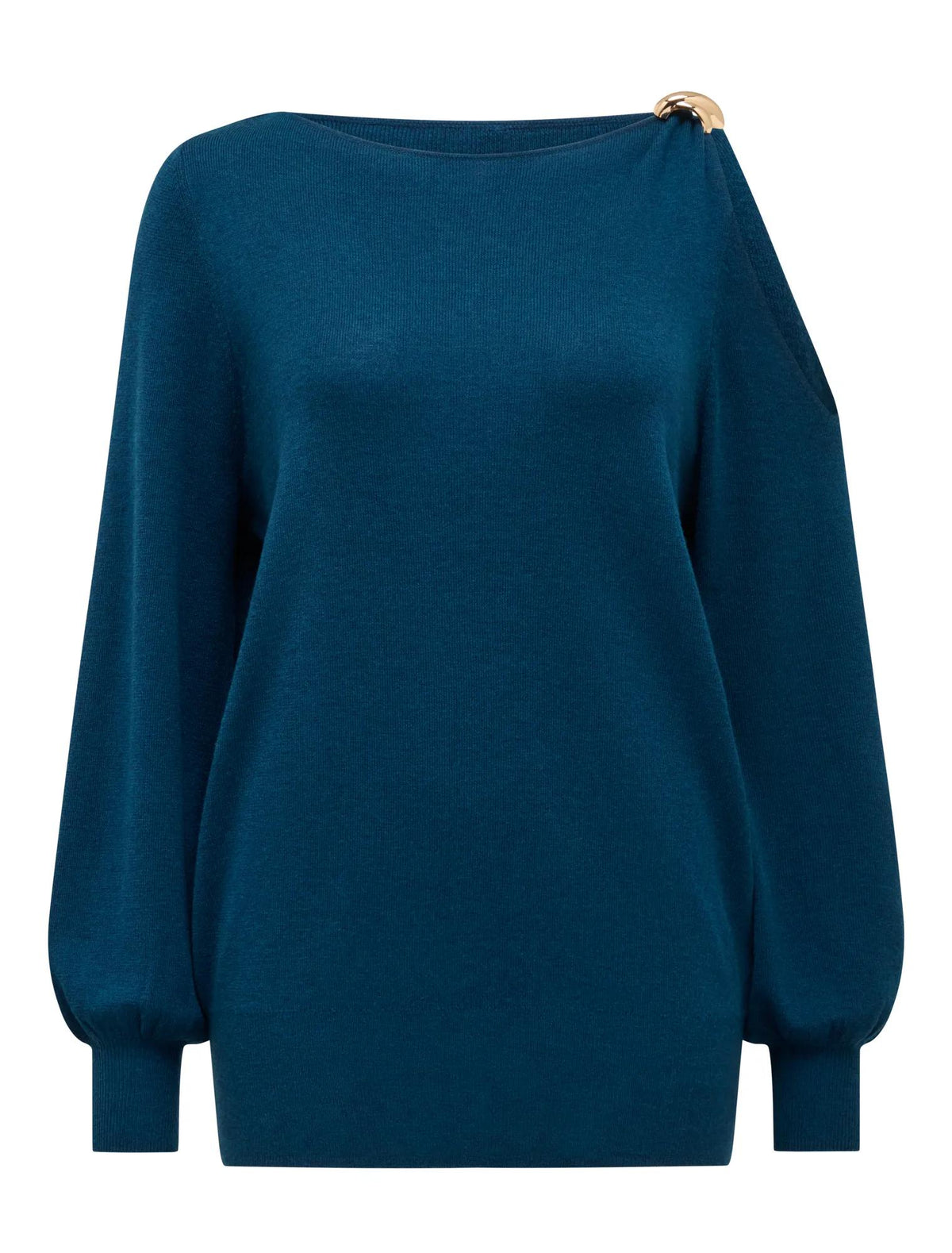 Alessia Cold Shoulder Sweater Petrol Blue_mannequin