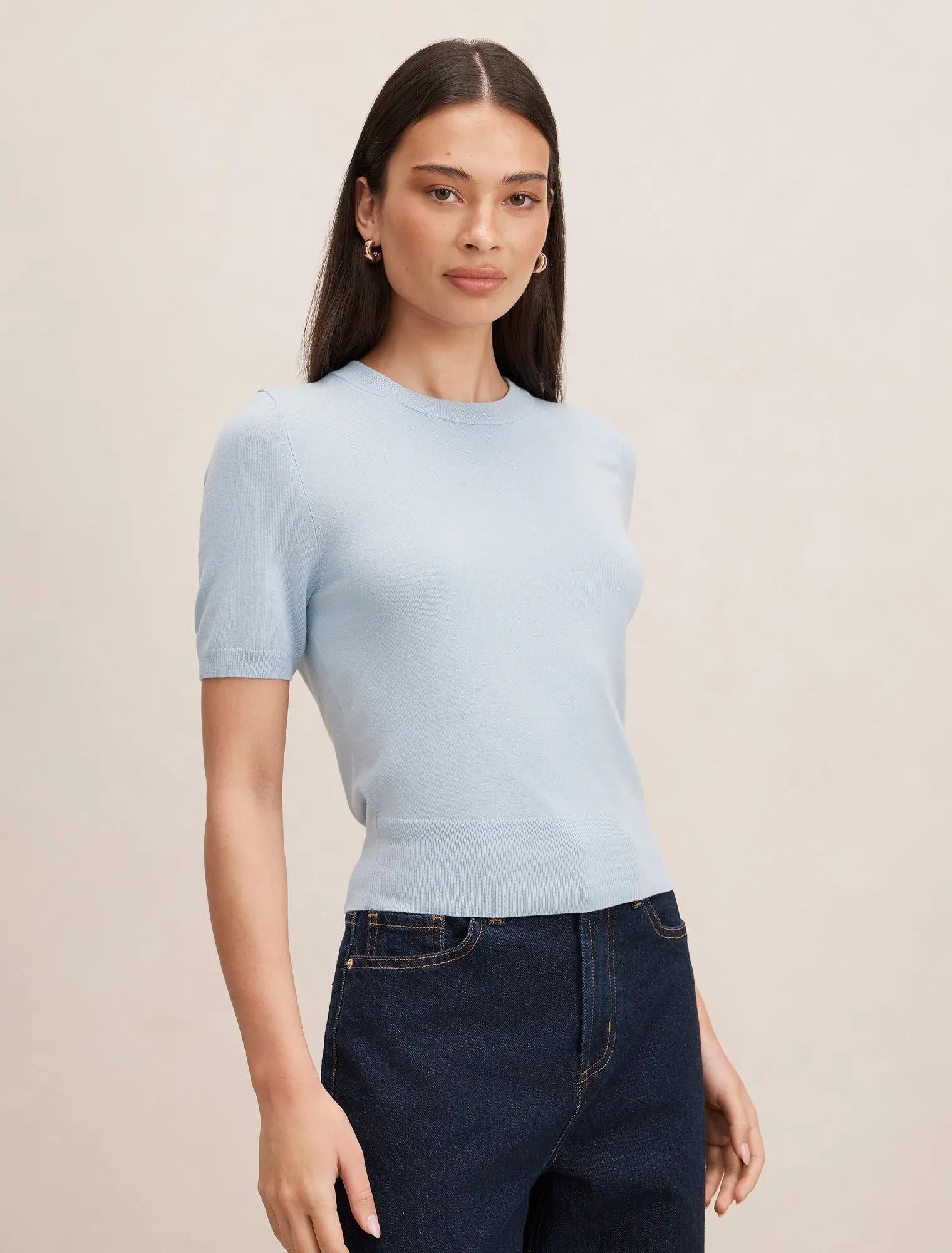 Maisie Short Sleeve Tee Soft Blue