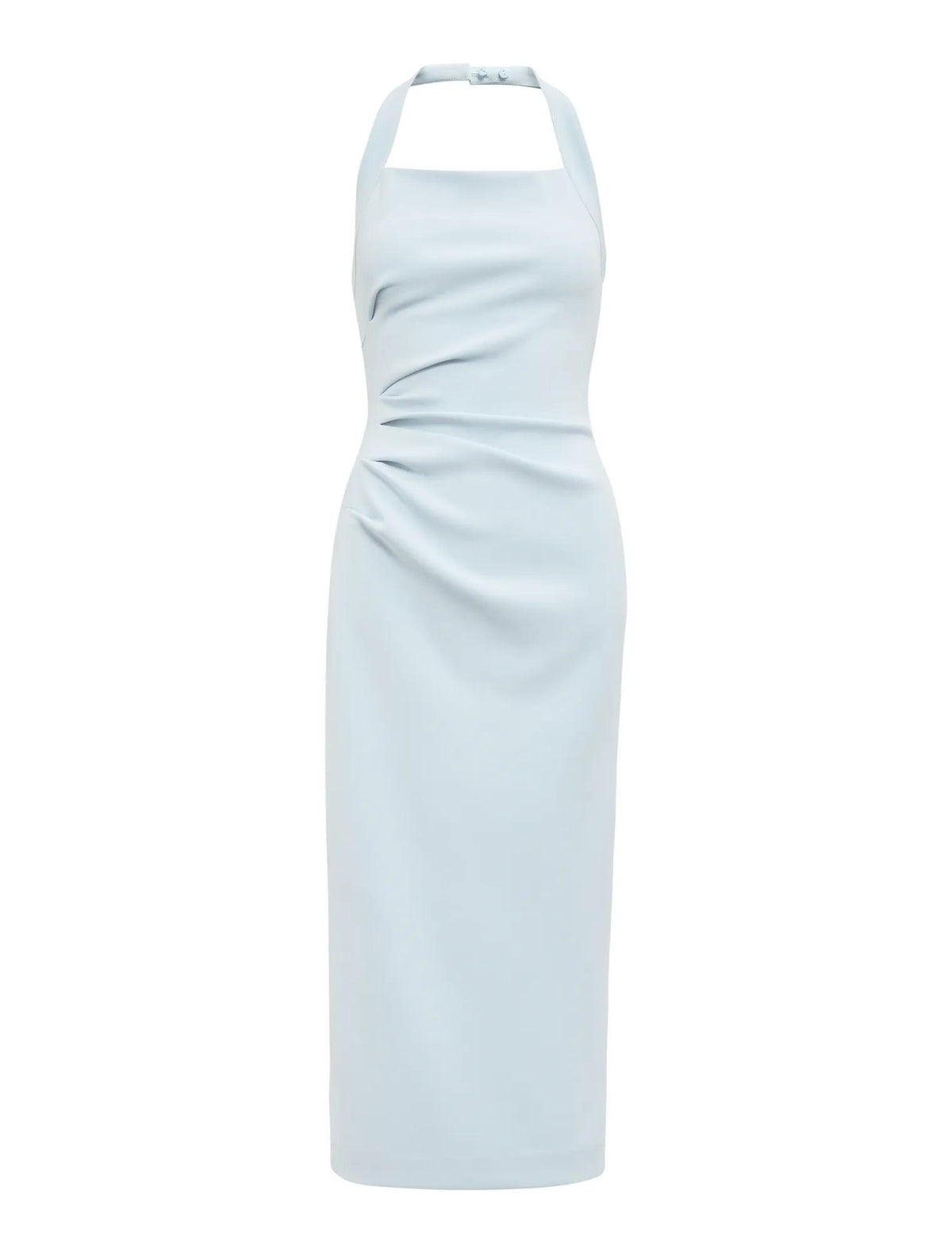 Georgie Halter Ruched Bodycon Dress Soft Blue_mannequin