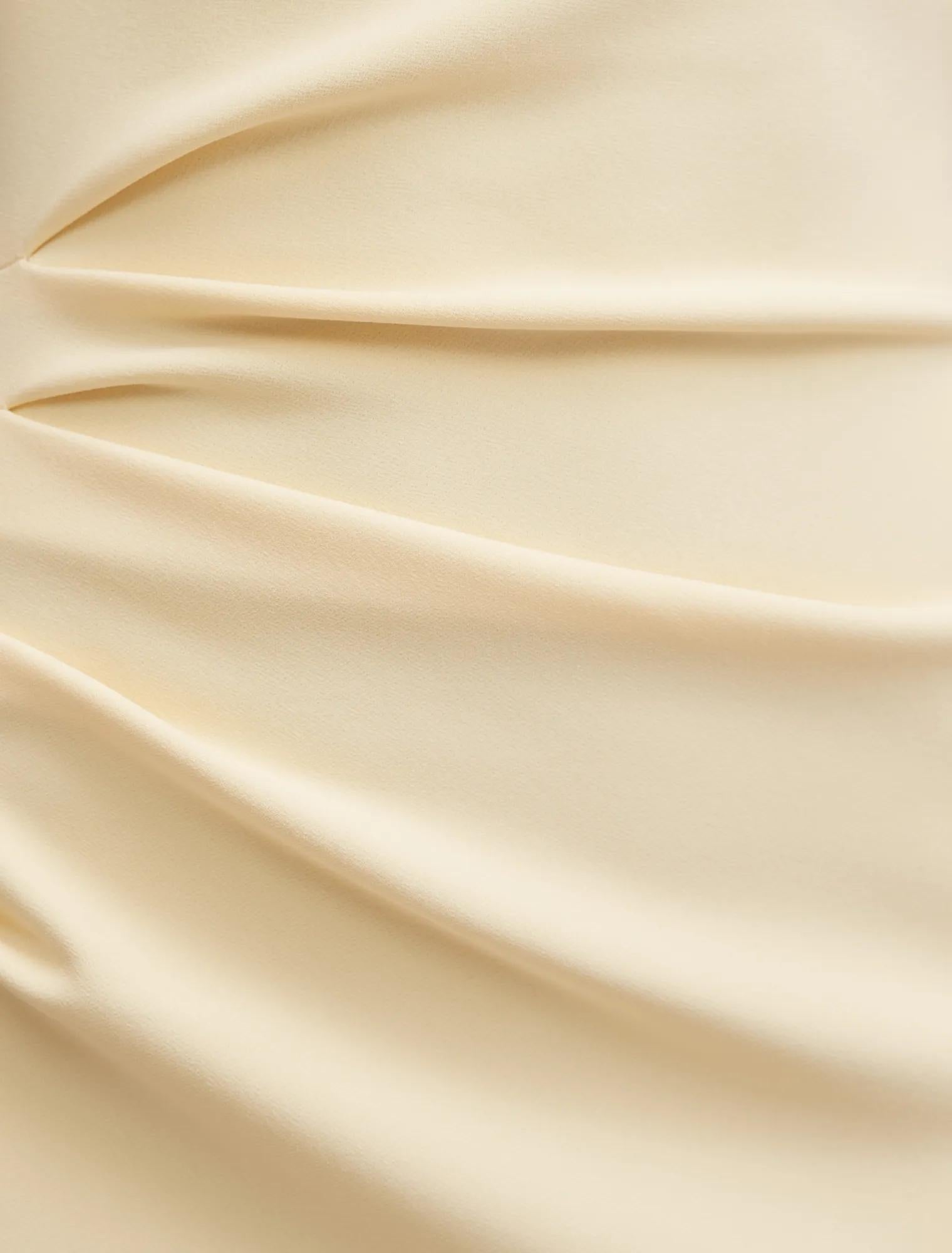Georgie Halter Ruched Bodycon Dress Soft Yellow