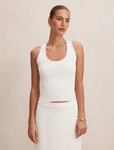 Bree Crochet Detail Knit Tank Top Porcelain