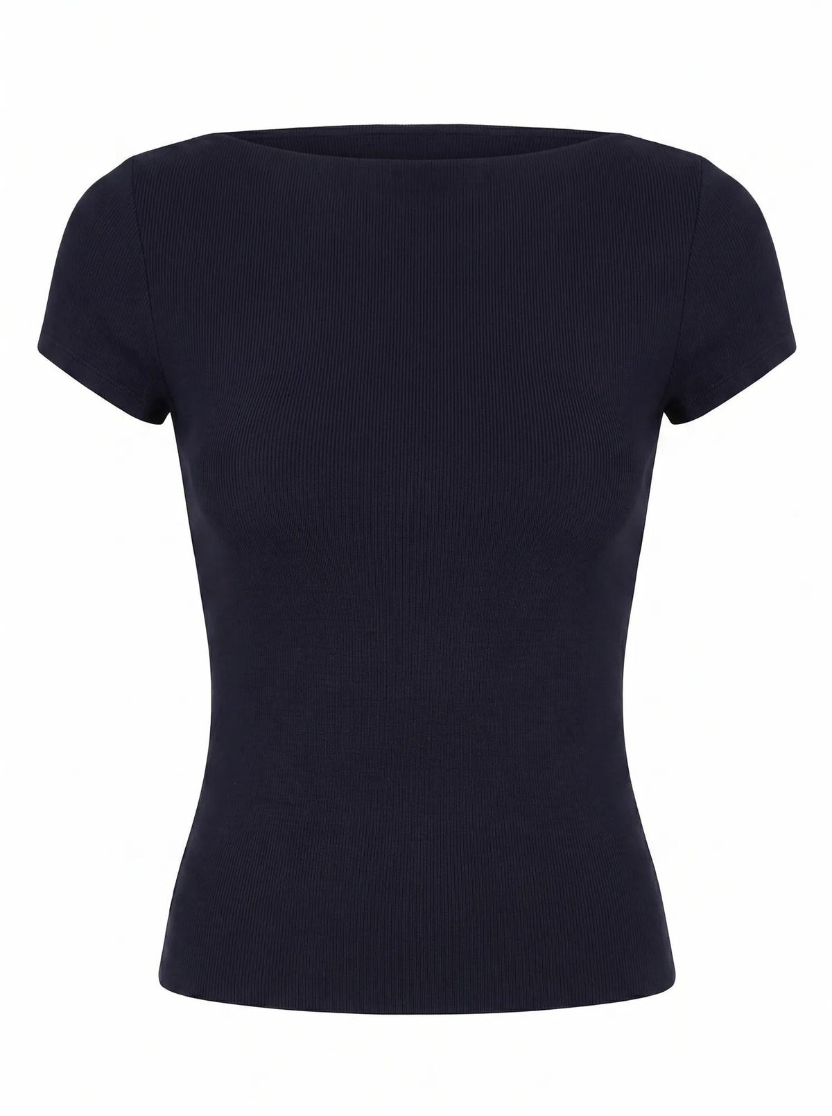 Andie Boat Neck Baby Tee Navy