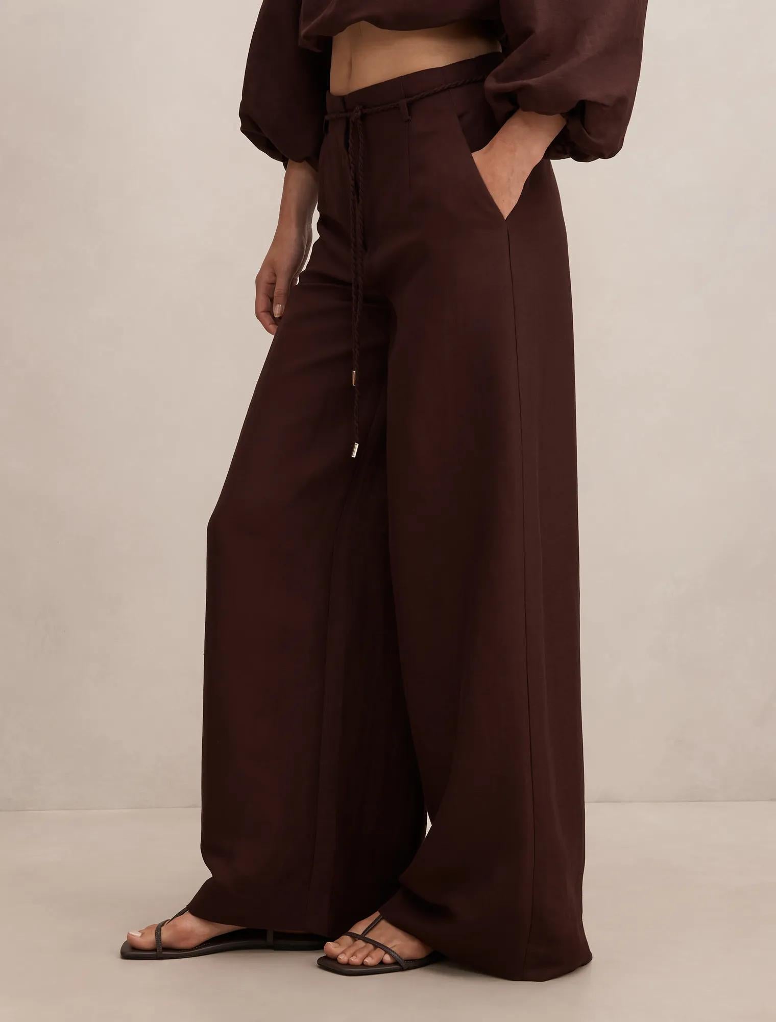 Myla Wide Leg Pants Chocolate