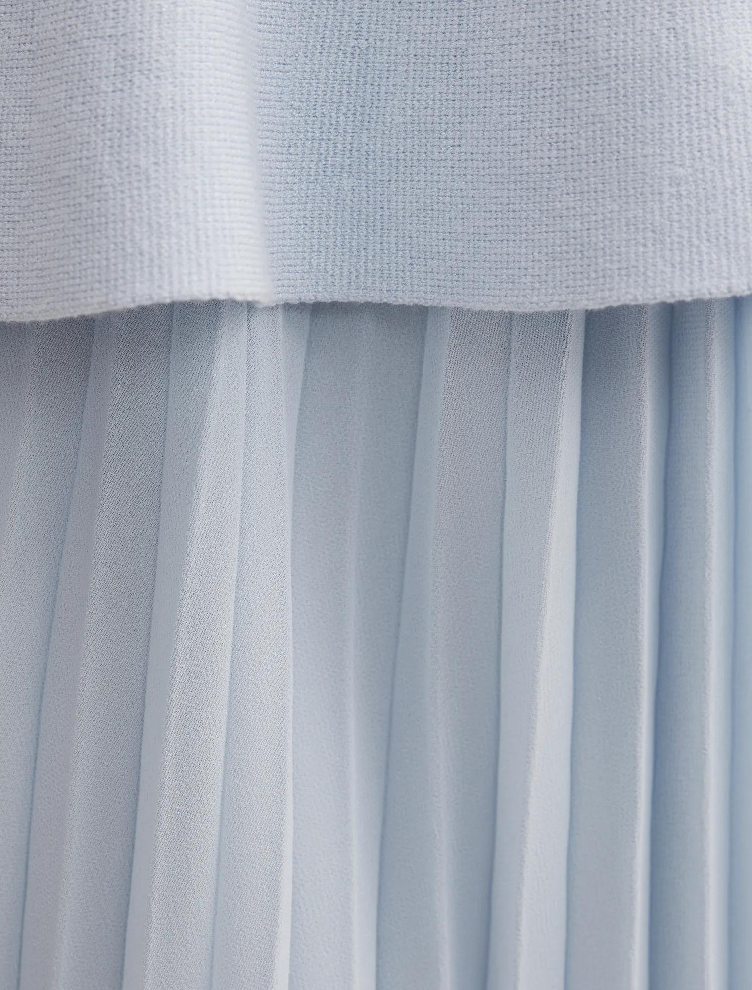 Peony Pleat Mixed Dress Cornflower Blue