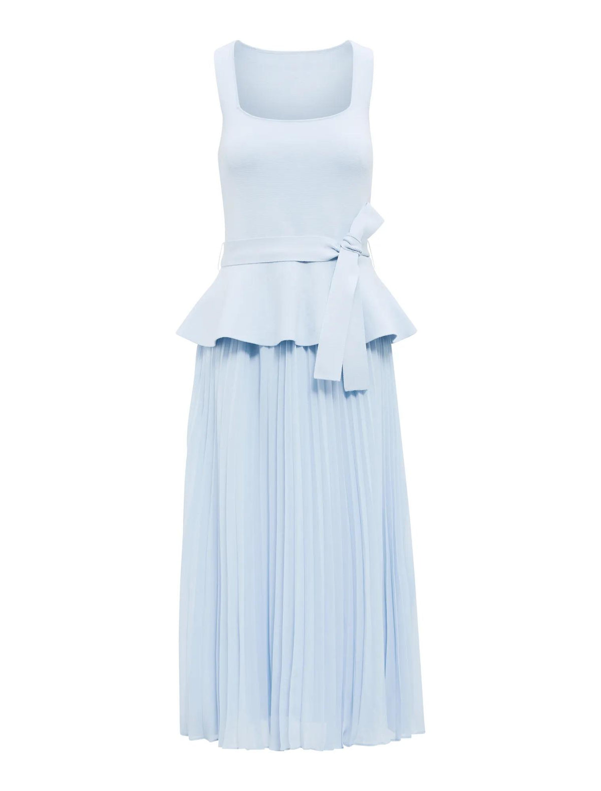Peony Pleat Mixed Dress Cornflower Blue_mannequin