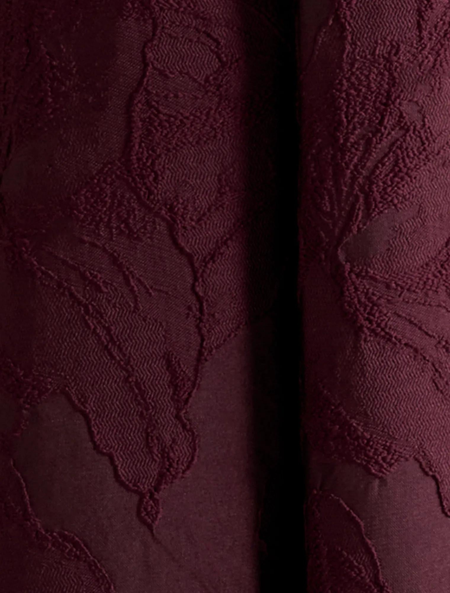 Charlotte Strapless Jacquard Midi Dress Burgundy