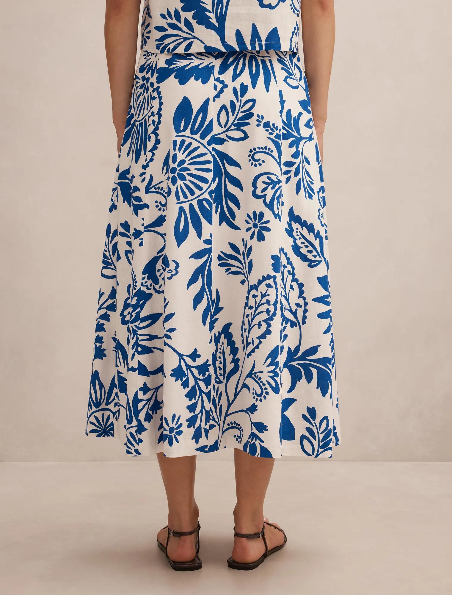Darcy Printed Seamed Midi Skirt Lazuli Floral Co-ord
