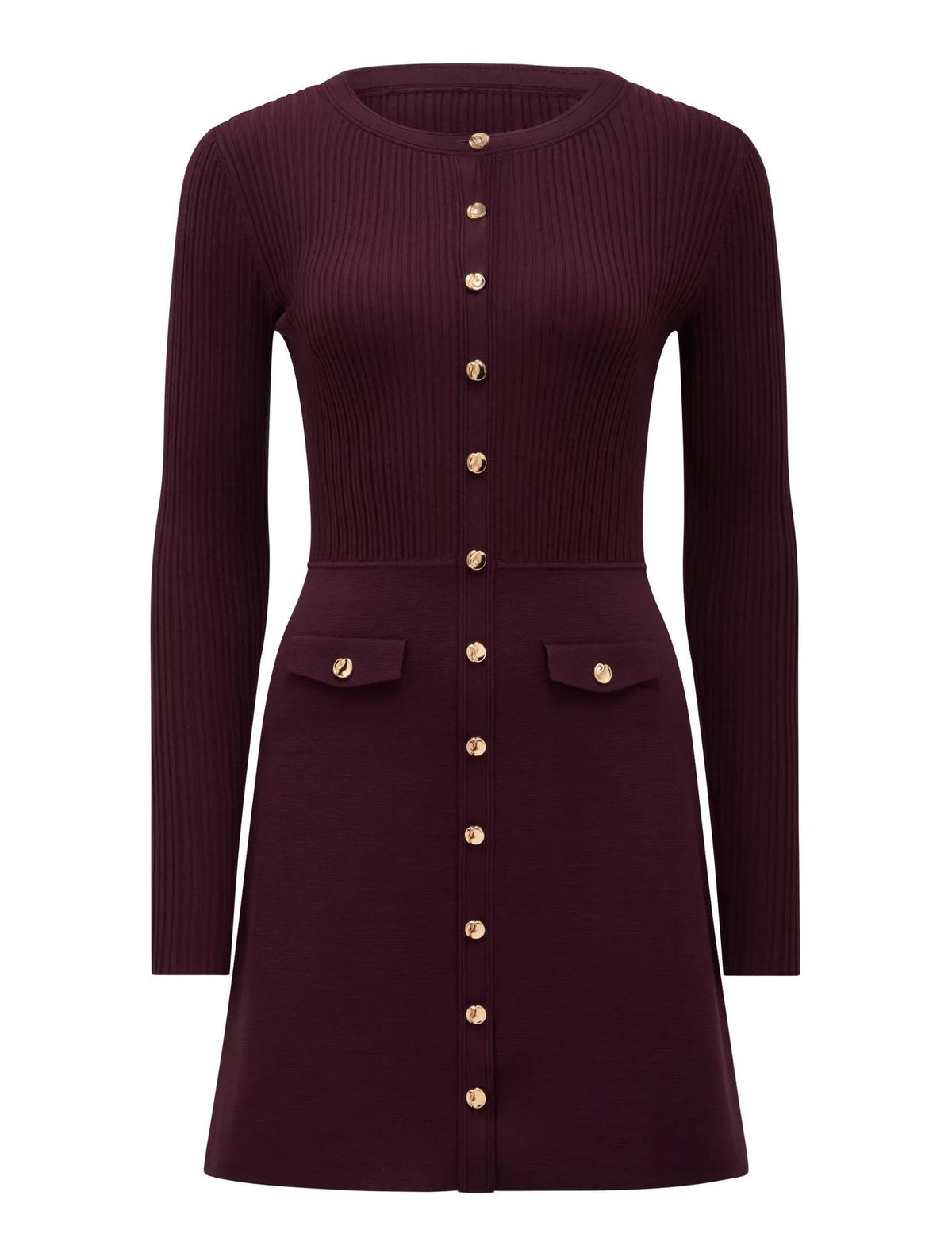 Issie L/S Knit Mini Dress Mulberry_mannequin