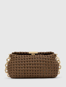 Teagan Weave Chain Bag Chocolate_mannequin