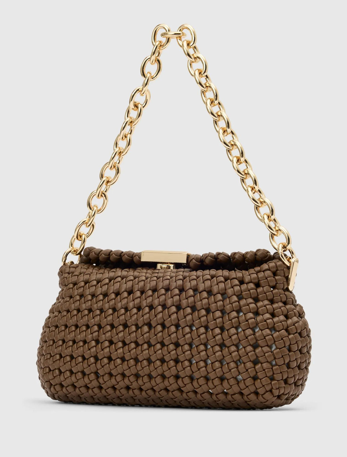 Teagan Weave Chain Bag Chocolate_mannequin