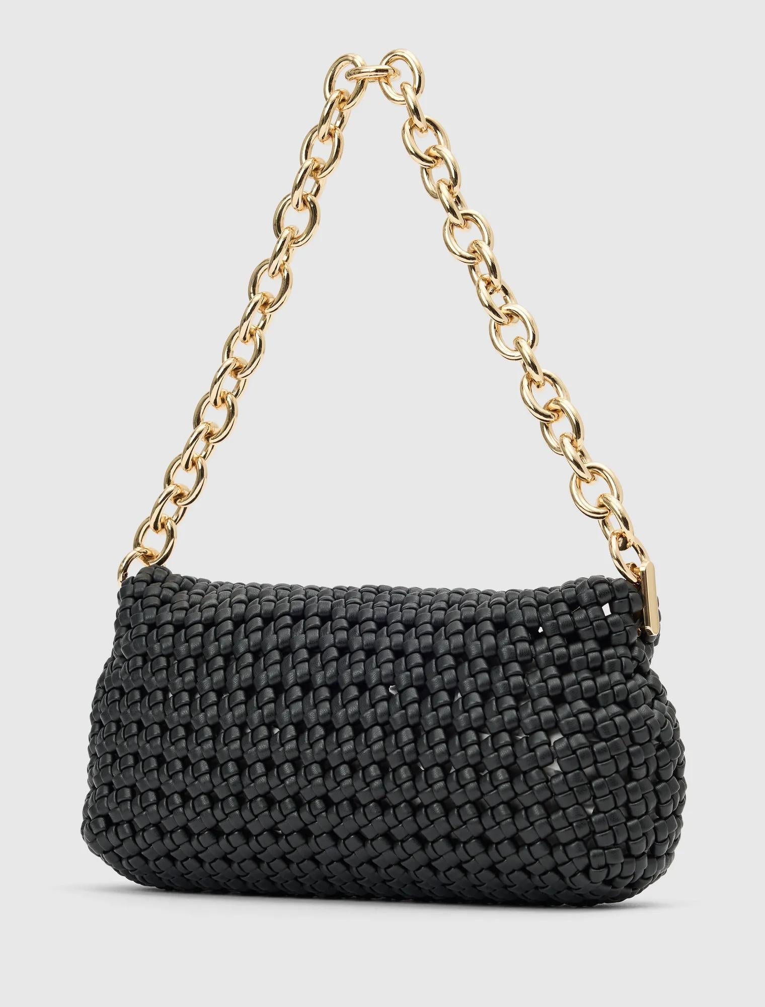 Teagan Weave Chain Bag Black