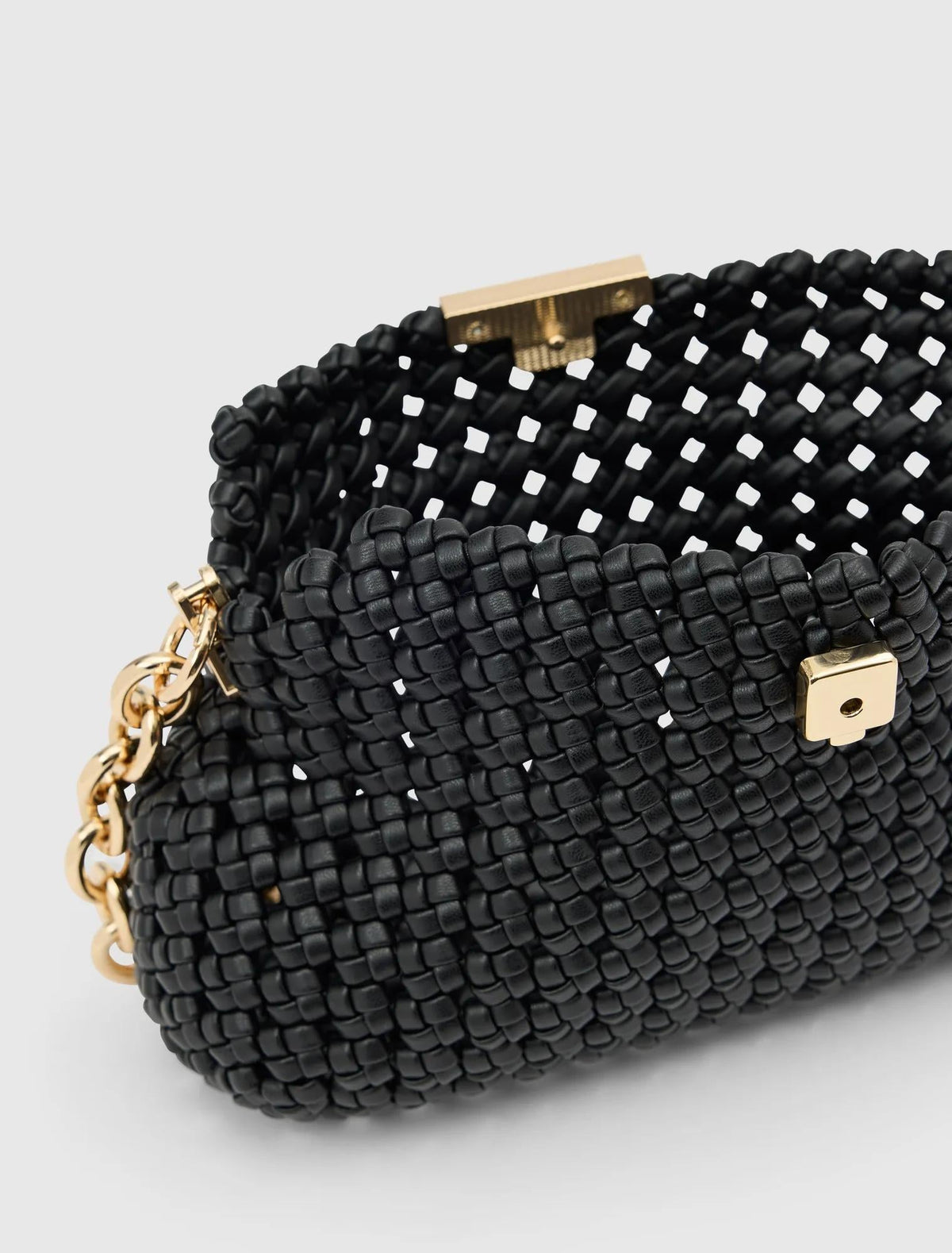 Teagan Weave Chain Bag Black