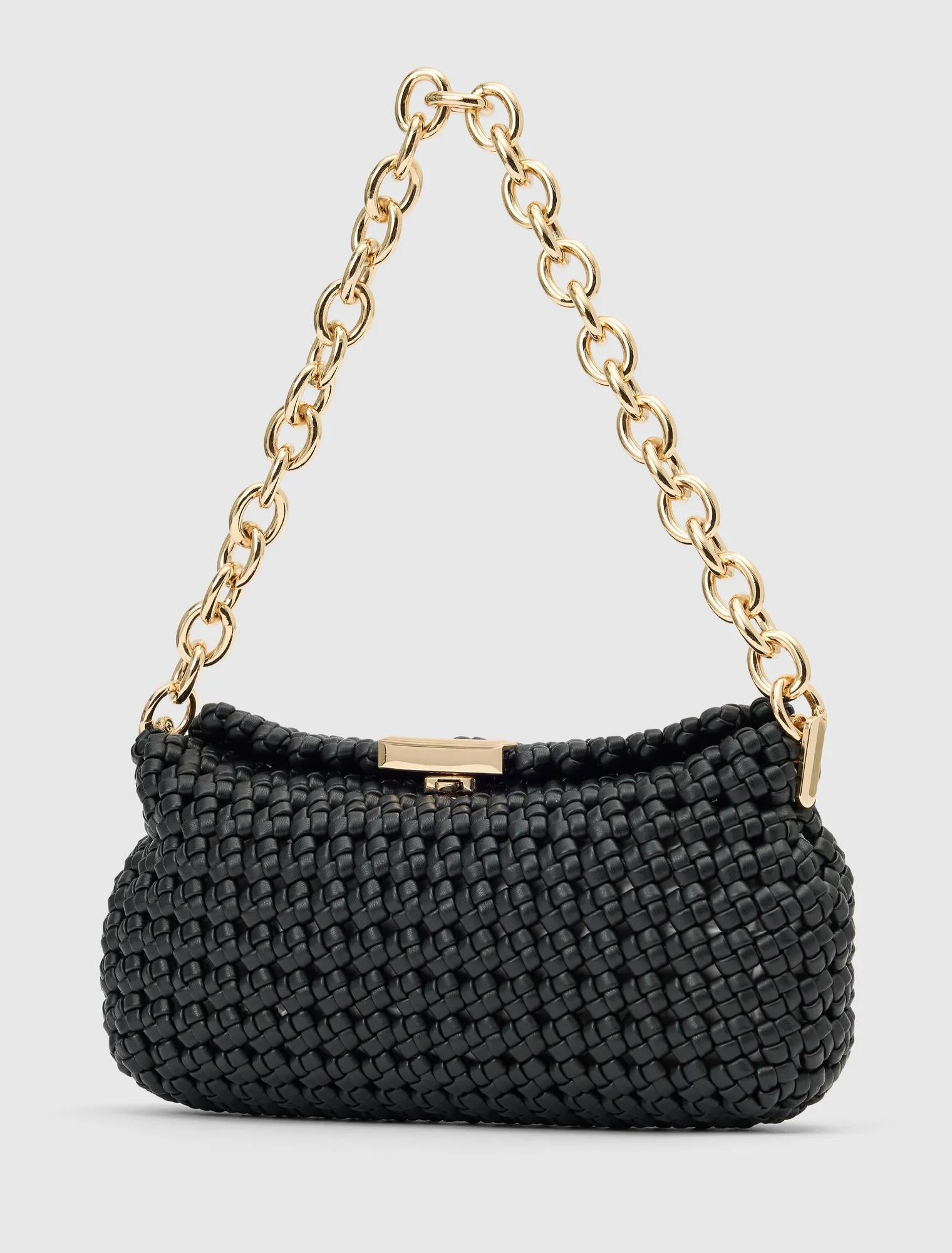 Teagan Weave Chain Bag Black