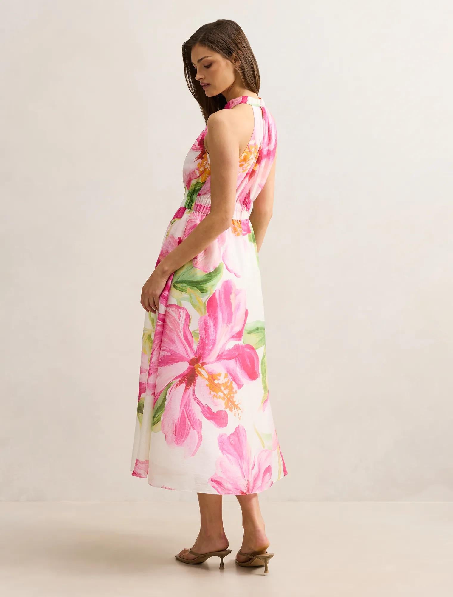 Magnolia High Neck Midi Dress Cora Tropical