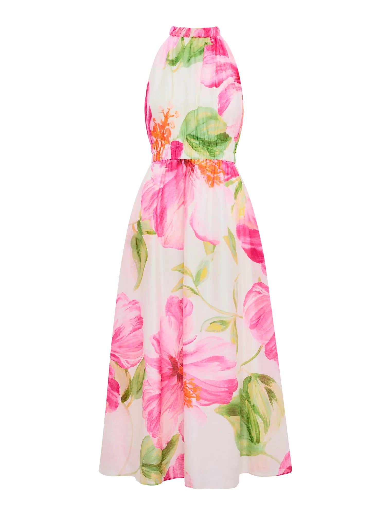 Magnolia High Neck Midi Dress Cora Tropical_mannequin