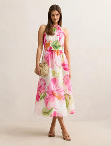 Magnolia High Neck Midi Dress Cora Tropical
