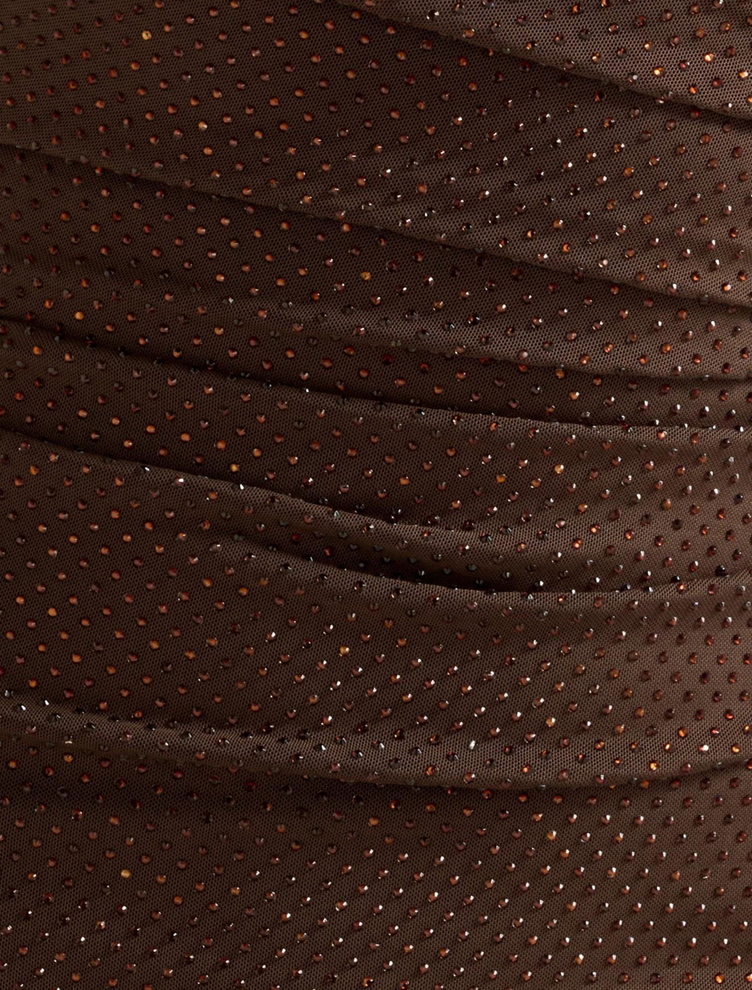 Audrina One Shoulder Heatseal Maxi Chocolate