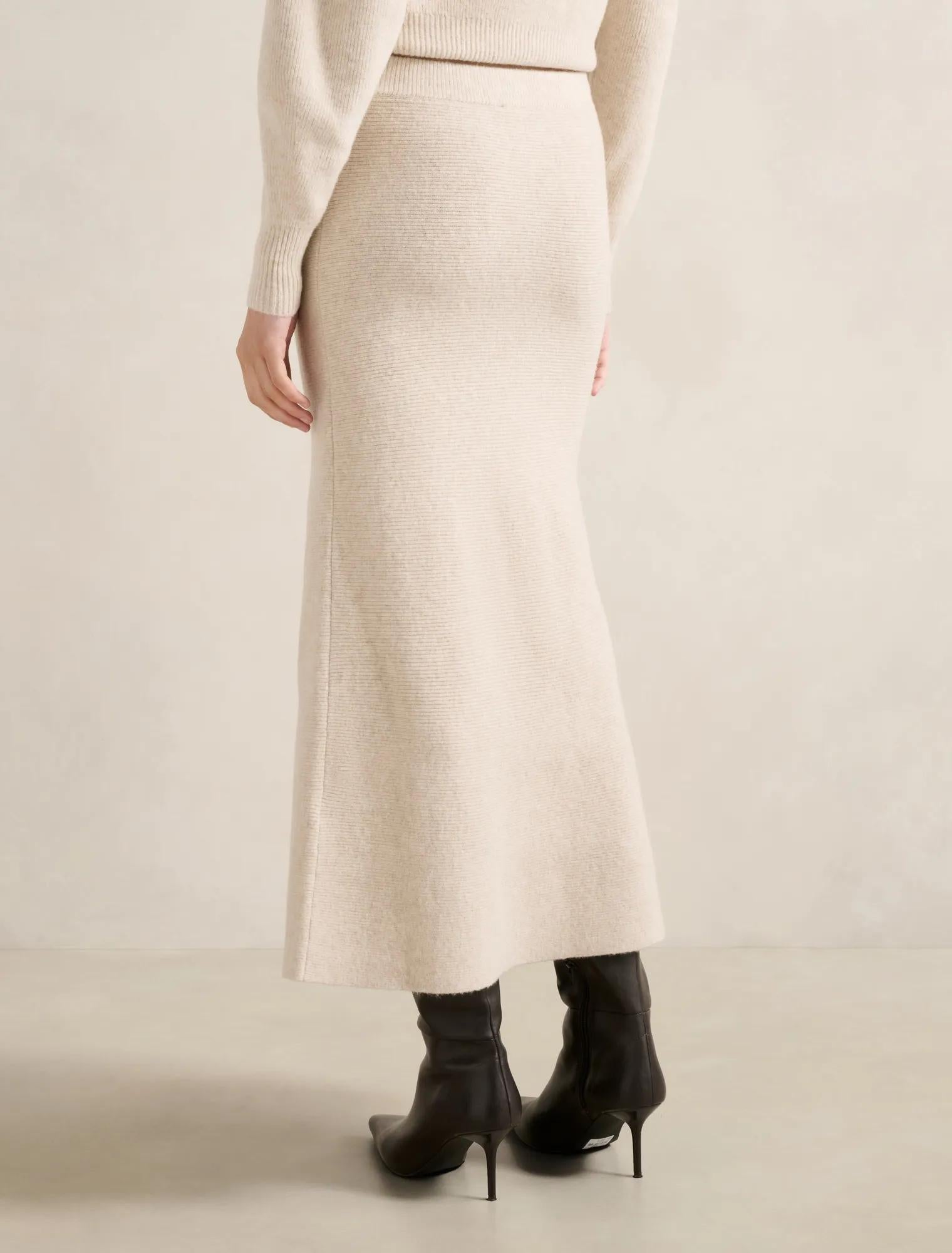 Cora Knitted Midi Skirt Oat Co Ord