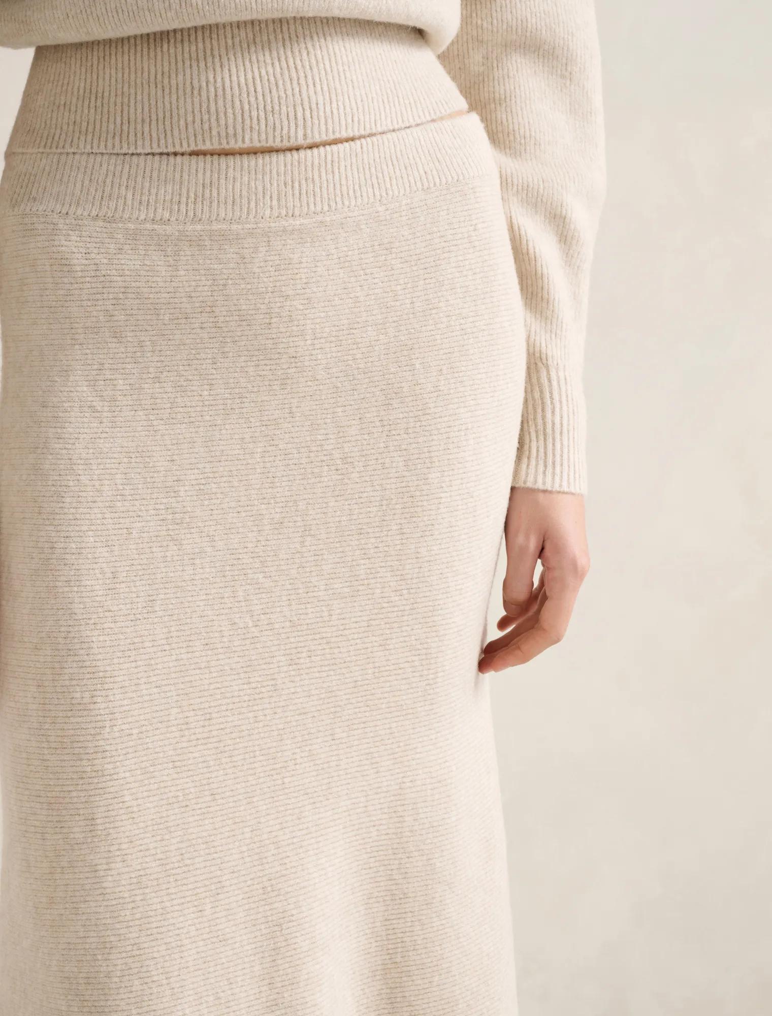 Cora Knitted Midi Skirt Oat Co Ord