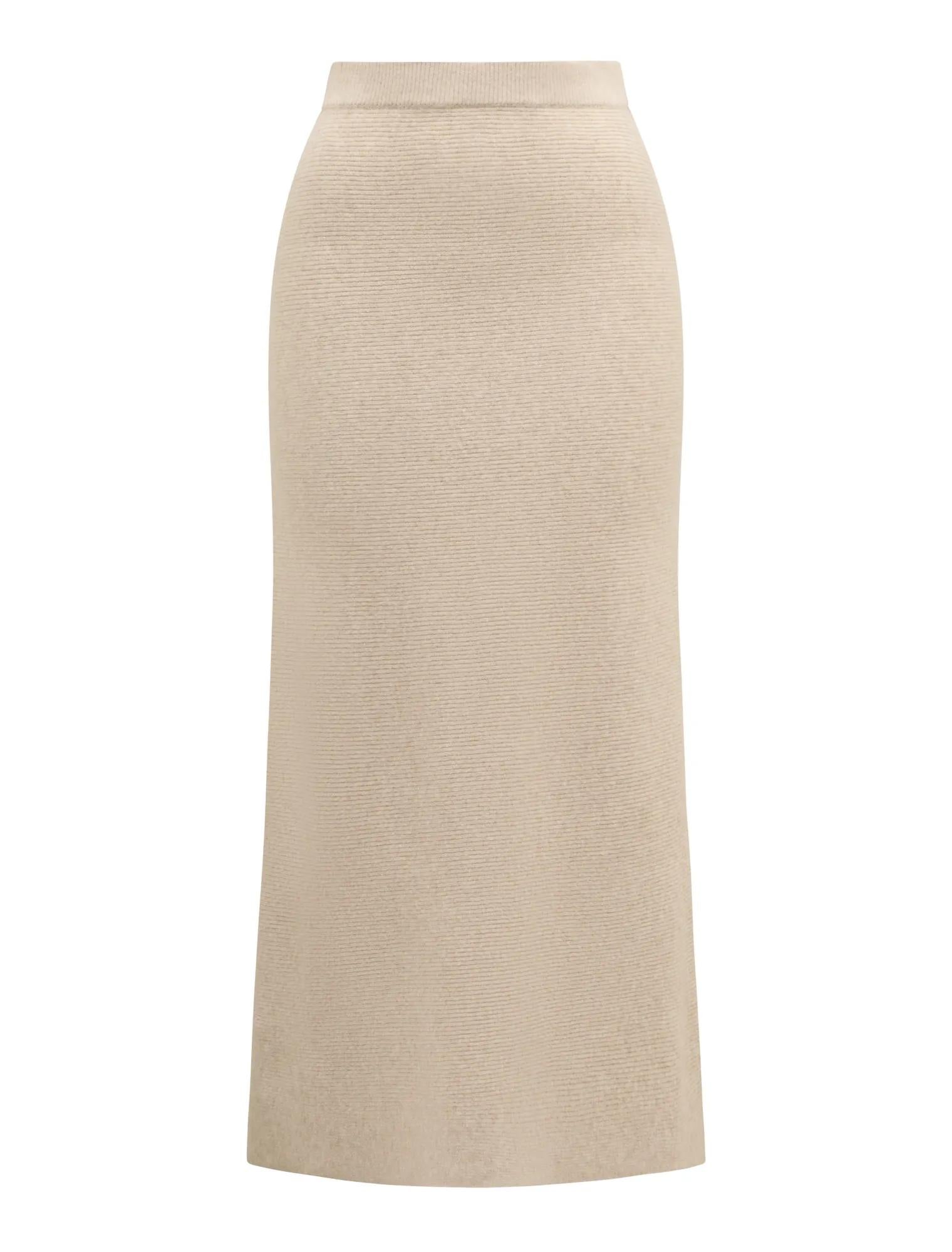 Cora Knitted Midi Skirt Oat Co Ord