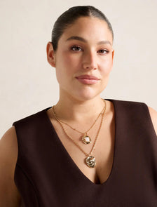 Signature Miriam Molten Stone Drop Necklace White & Gold