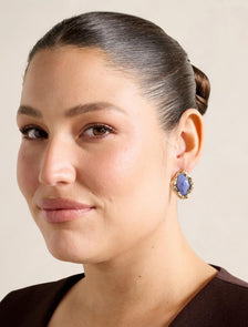 Signature Samara Organic Stone Stud Earrings Blue/Gold