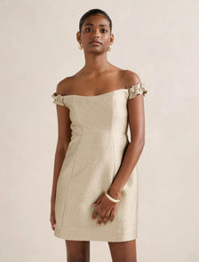 Mandy Petite Bardot Ruffle Mini Gold