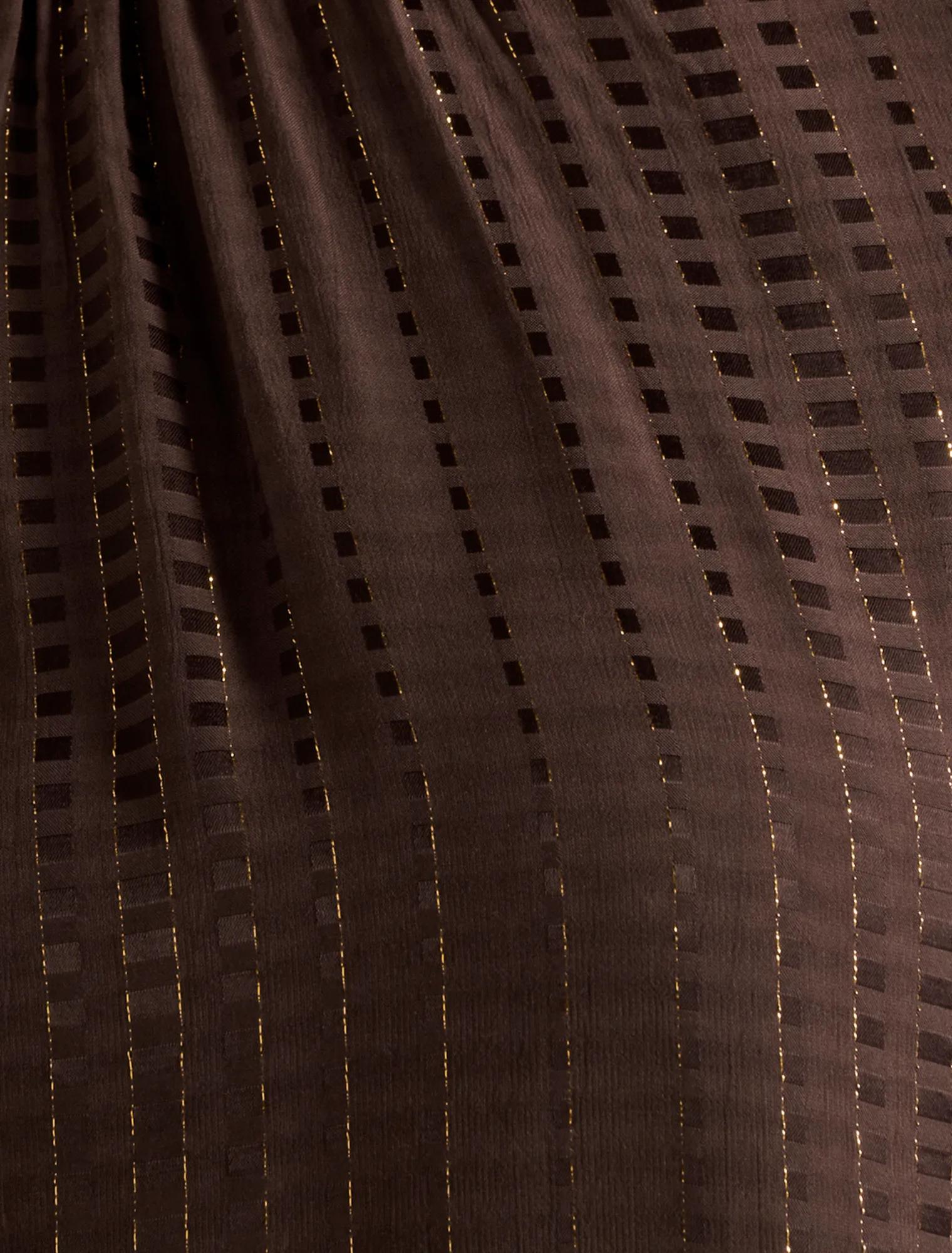 Preslee Neck Tie Blouse Chocolate Metalic Co-ord