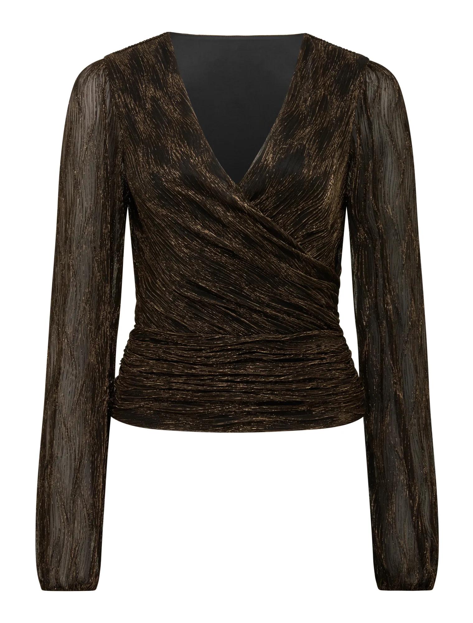 Odette Plisse Wrap Top Bronze_mannequin