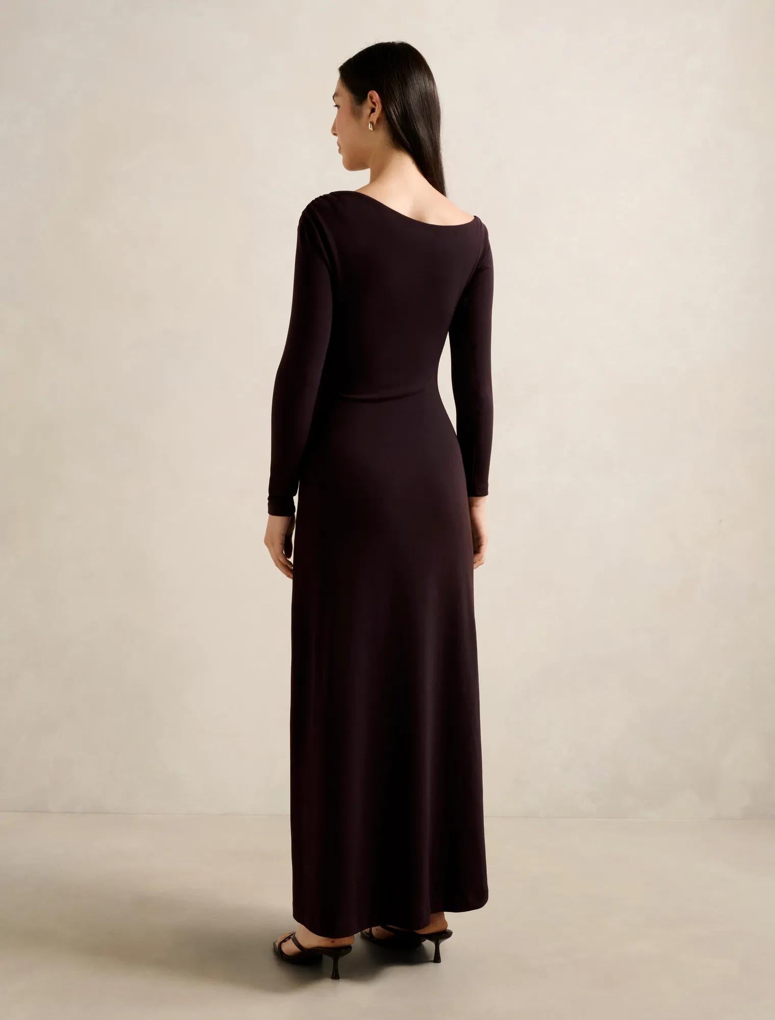Maya Long Sleeve Ruffle Maxi Deep Plum
