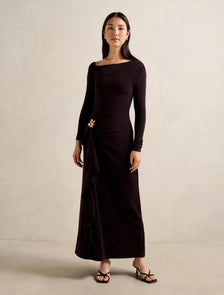Maya Long Sleeve Ruffle Maxi Deep Plum