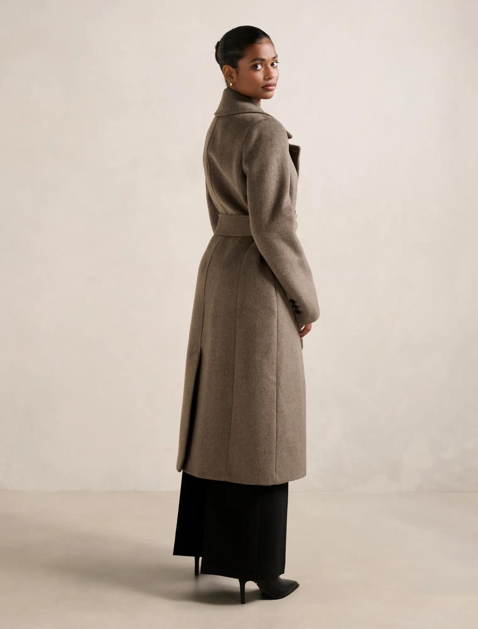 Blake Petite Double Breasted Coat Chocolate Marle