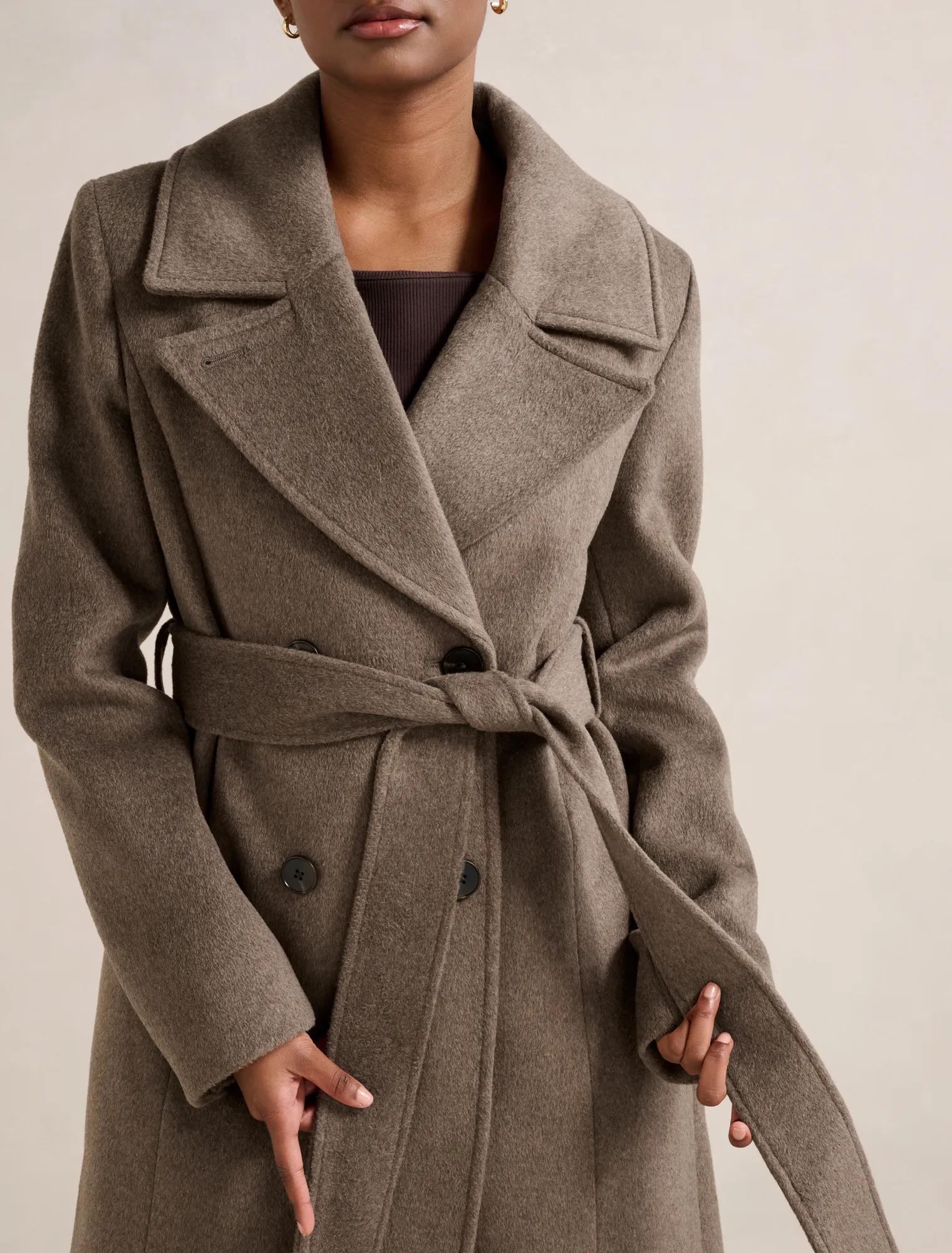 Blake Petite Double Breasted Coat Chocolate Marle