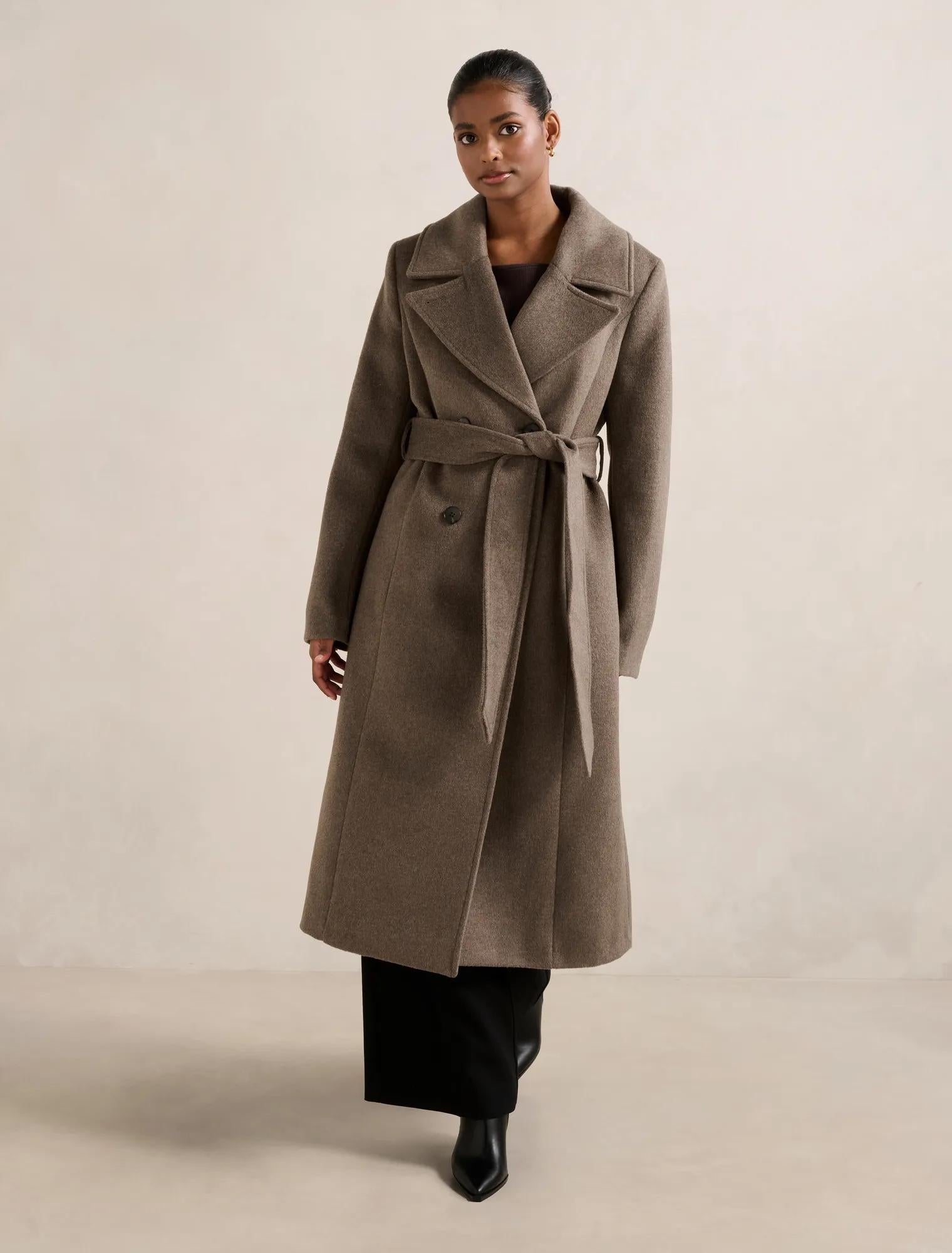 Blake Petite Double Breasted Coat Chocolate Marle