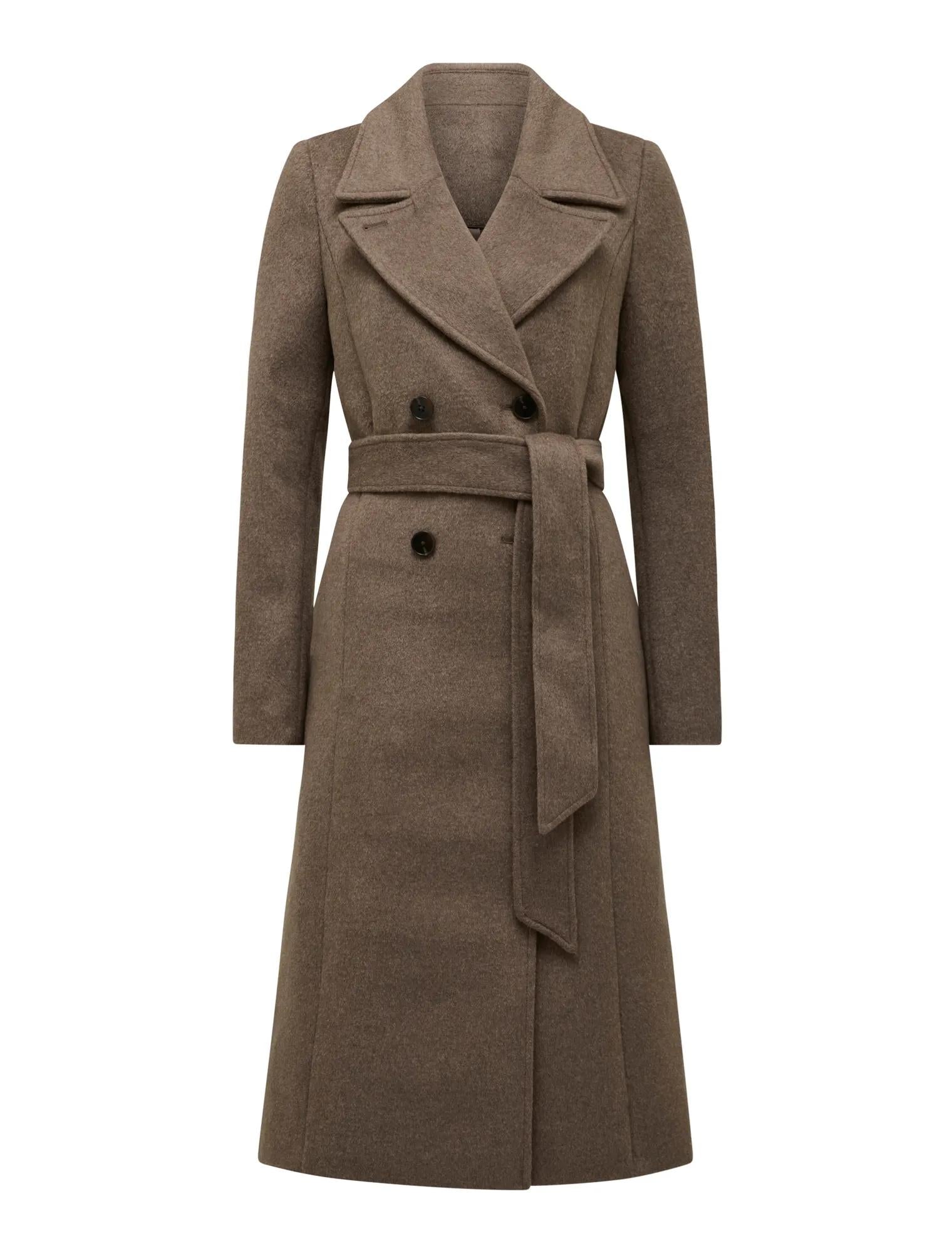 Blake Petite Double Breasted Coat Chocolate Marle_mannequin