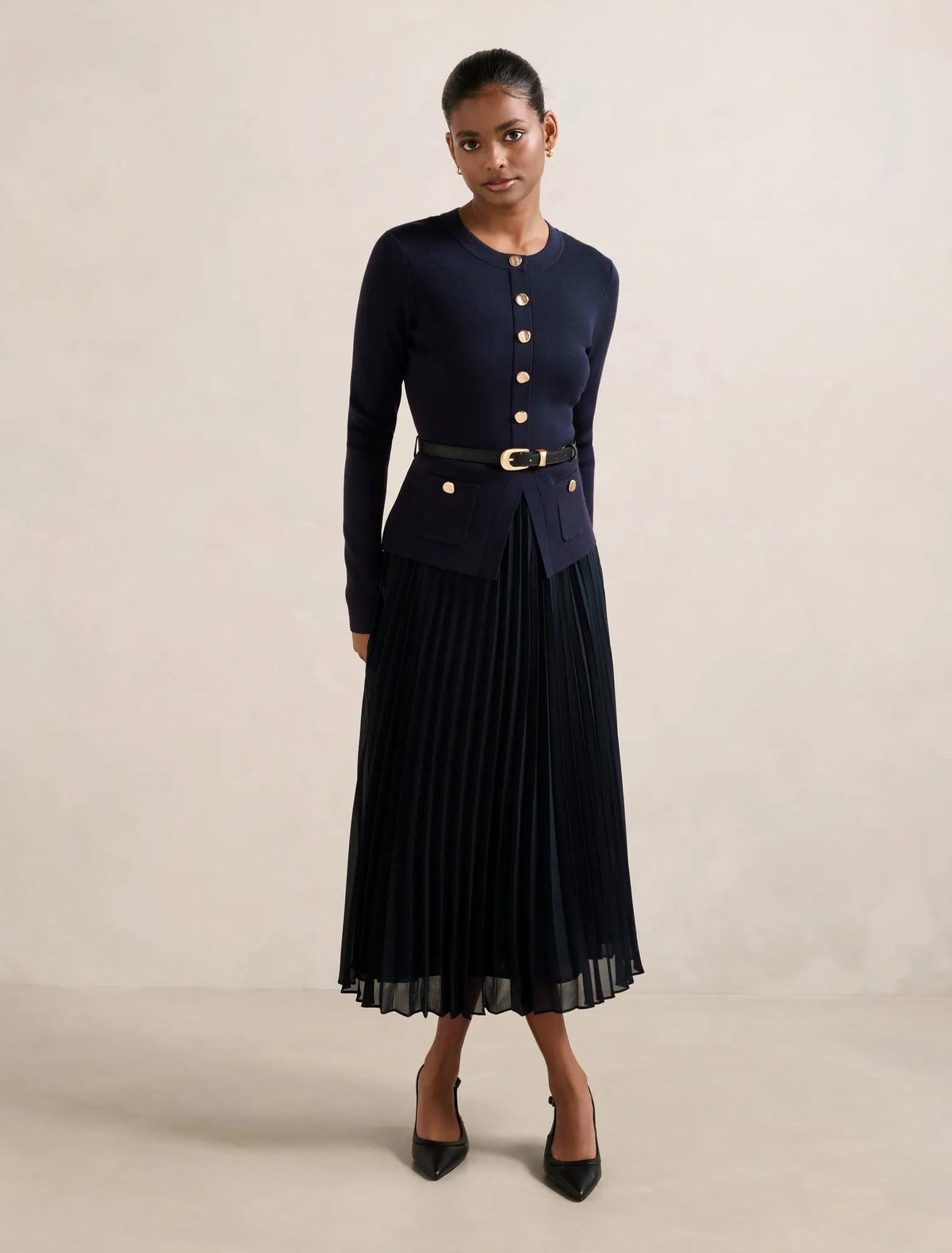 Daphne Petite Midi Dress Navy