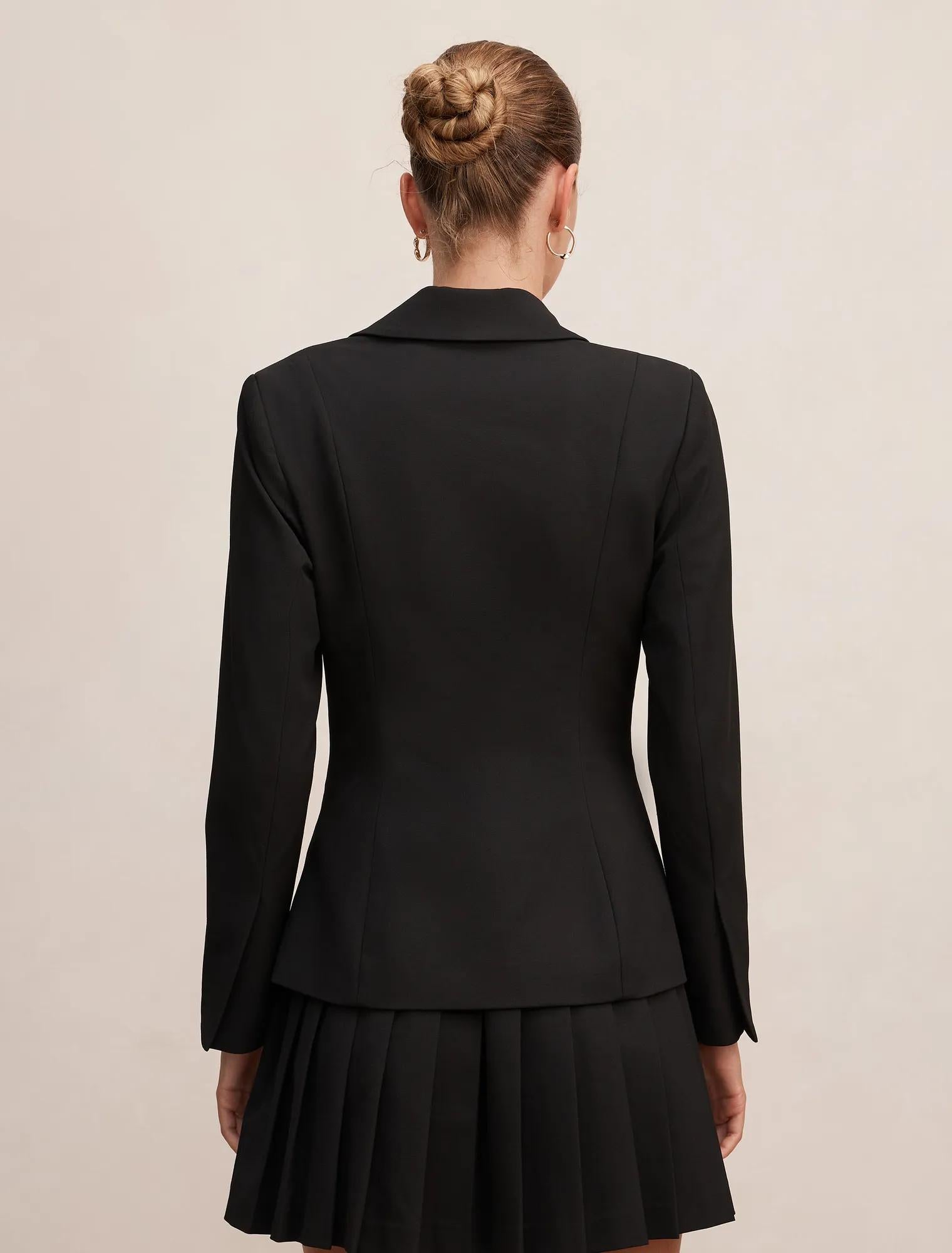 Lenora 2-in-1 Blazer Mini Dress Black