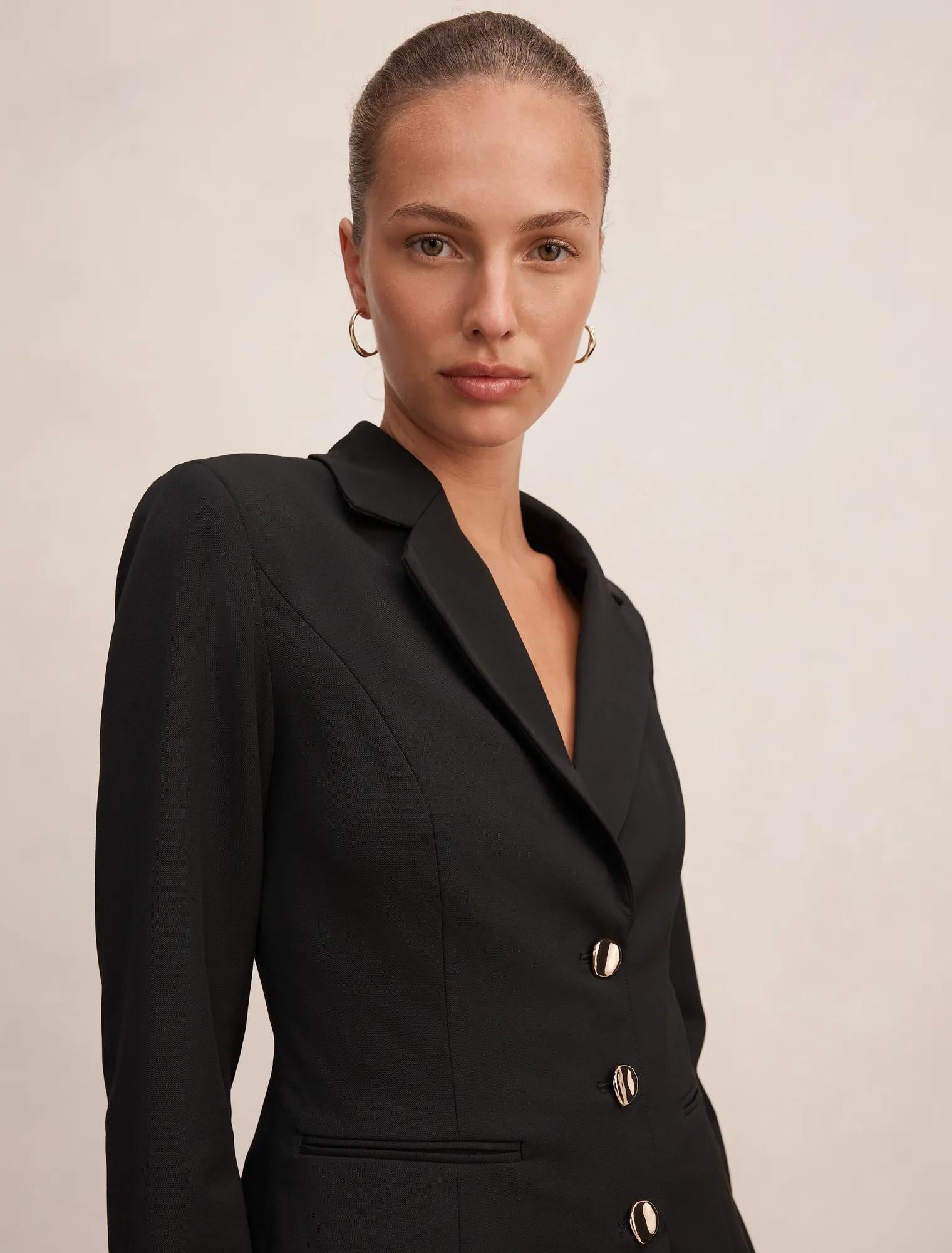 Lenora 2-in-1 Blazer Mini Dress Black